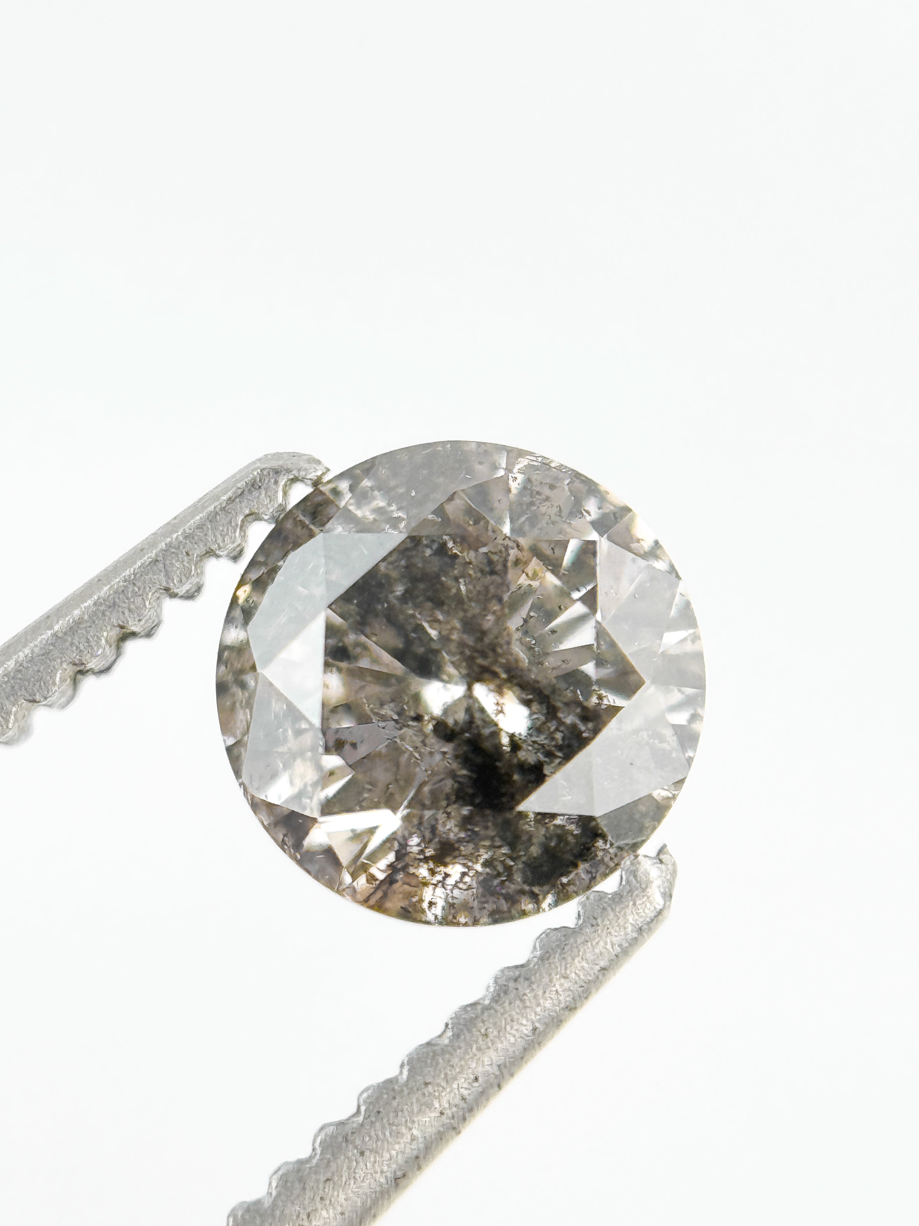 0.58 Ct Round Brilliant Cut Grey Salt and Pepper Natural Minimalist Diamond