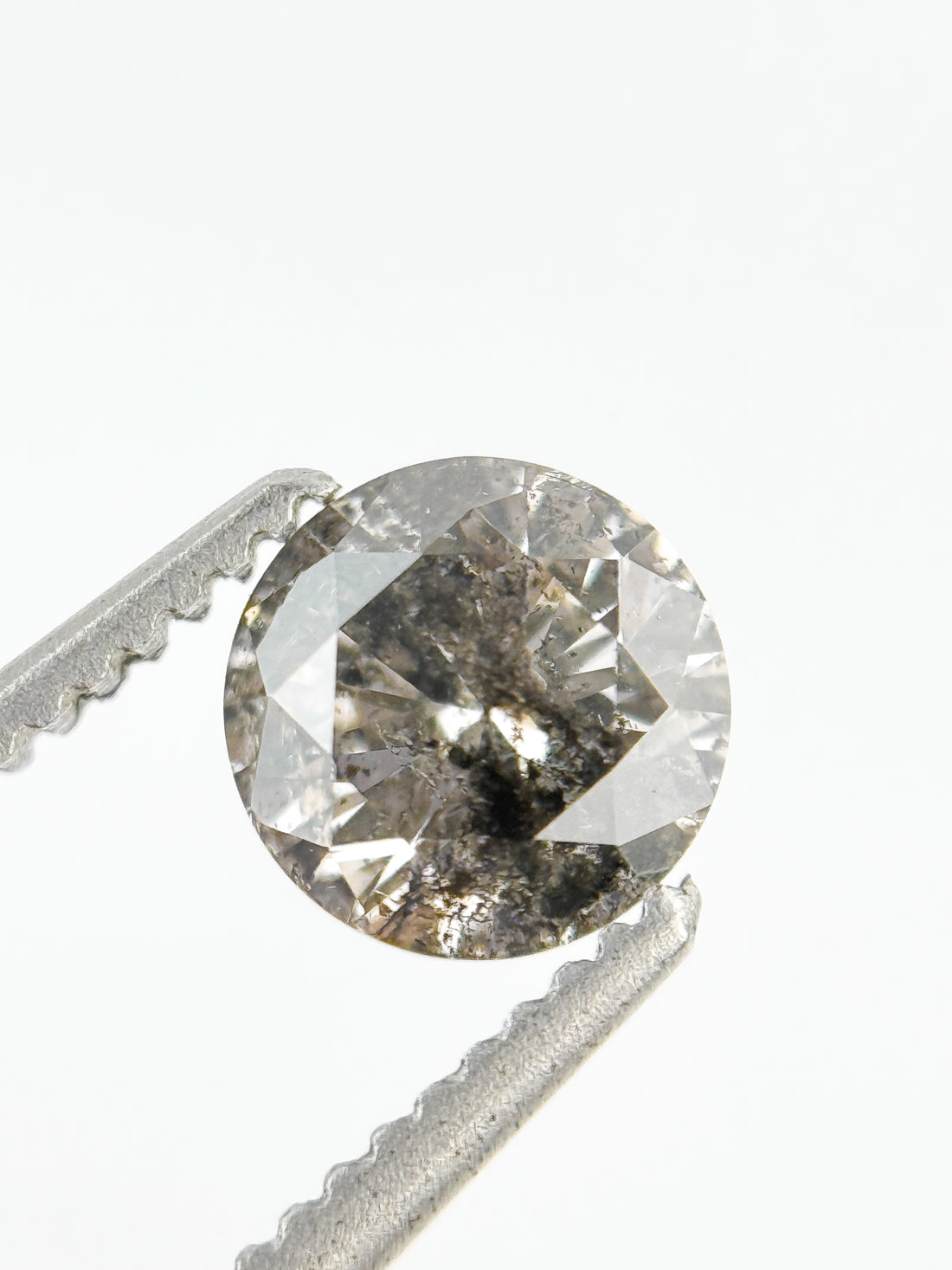 0.58 Ct Round Brilliant Cut Grey Salt and Pepper Natural Minimalist Diamond