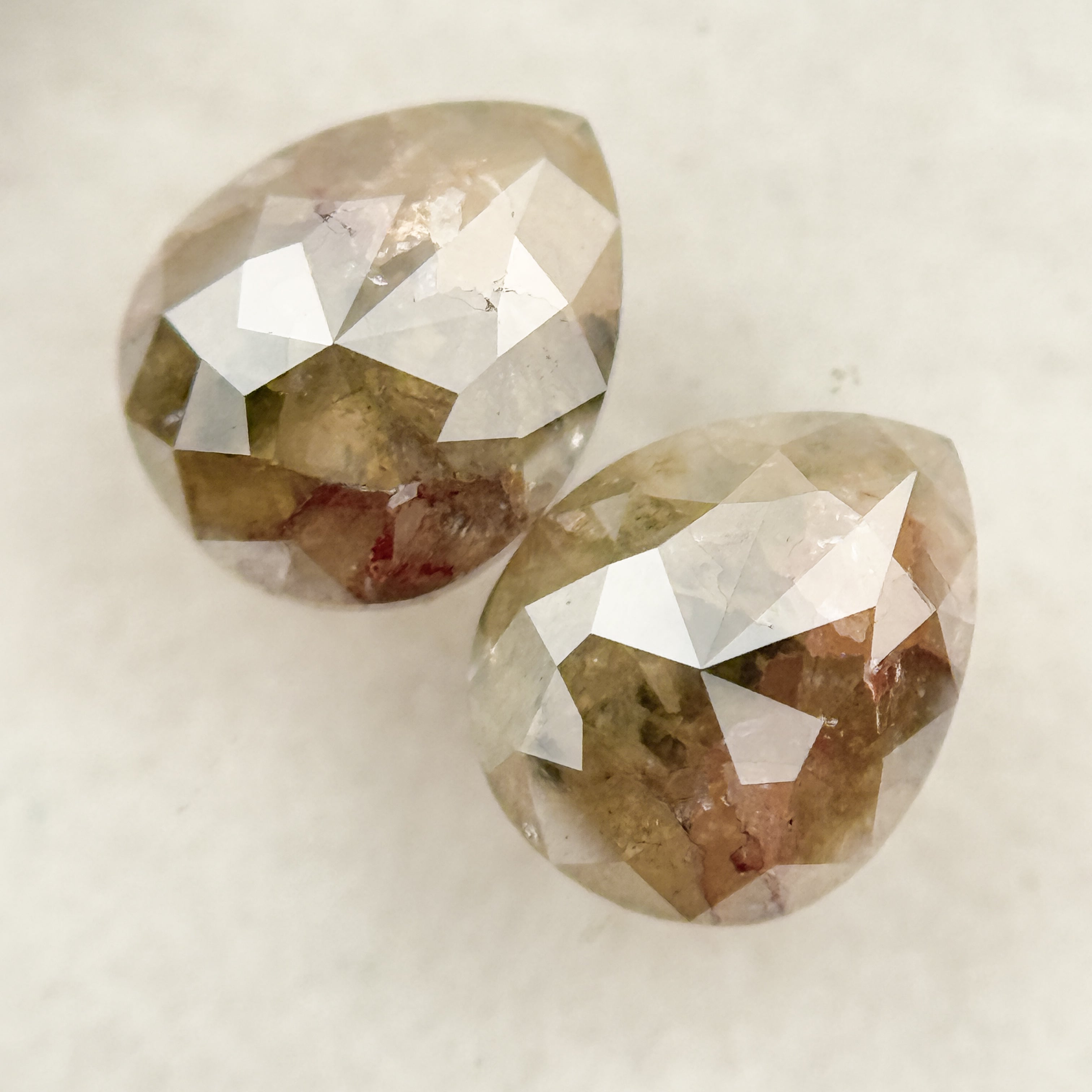 1.45 Ct Pear Rose Cut Grey Natural Salt and Pepper Diamond