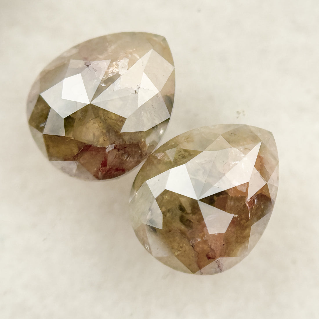 1.45 Ct Pear Rose Cut Grey Natural Salt and Pepper Diamond