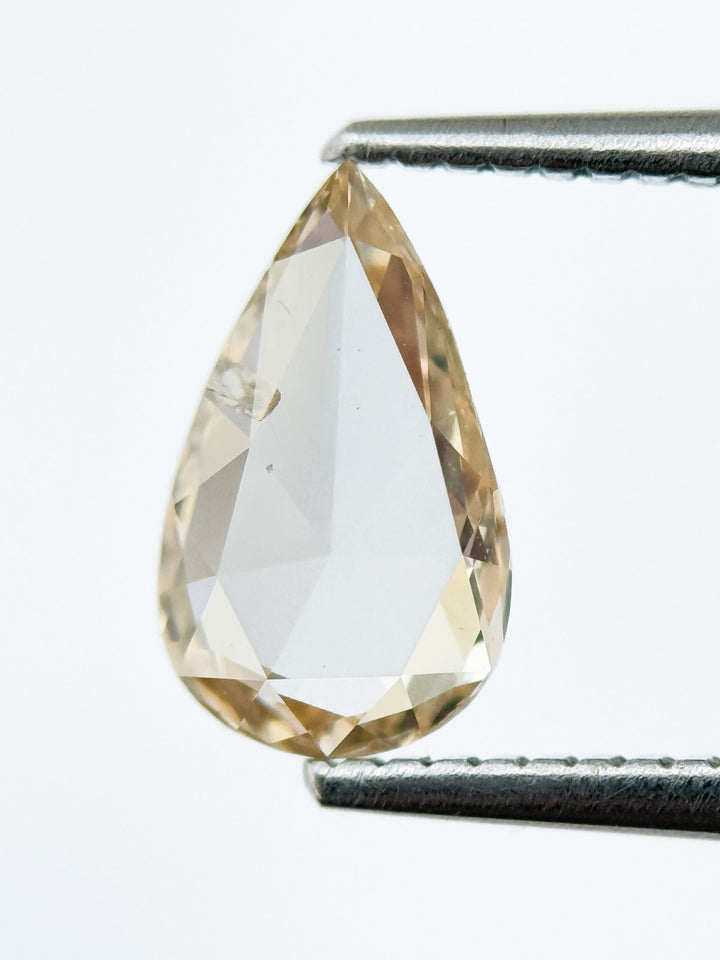 0.95 Ct Pear Rose Cut Orange Natural Salt and Pepper Diamond