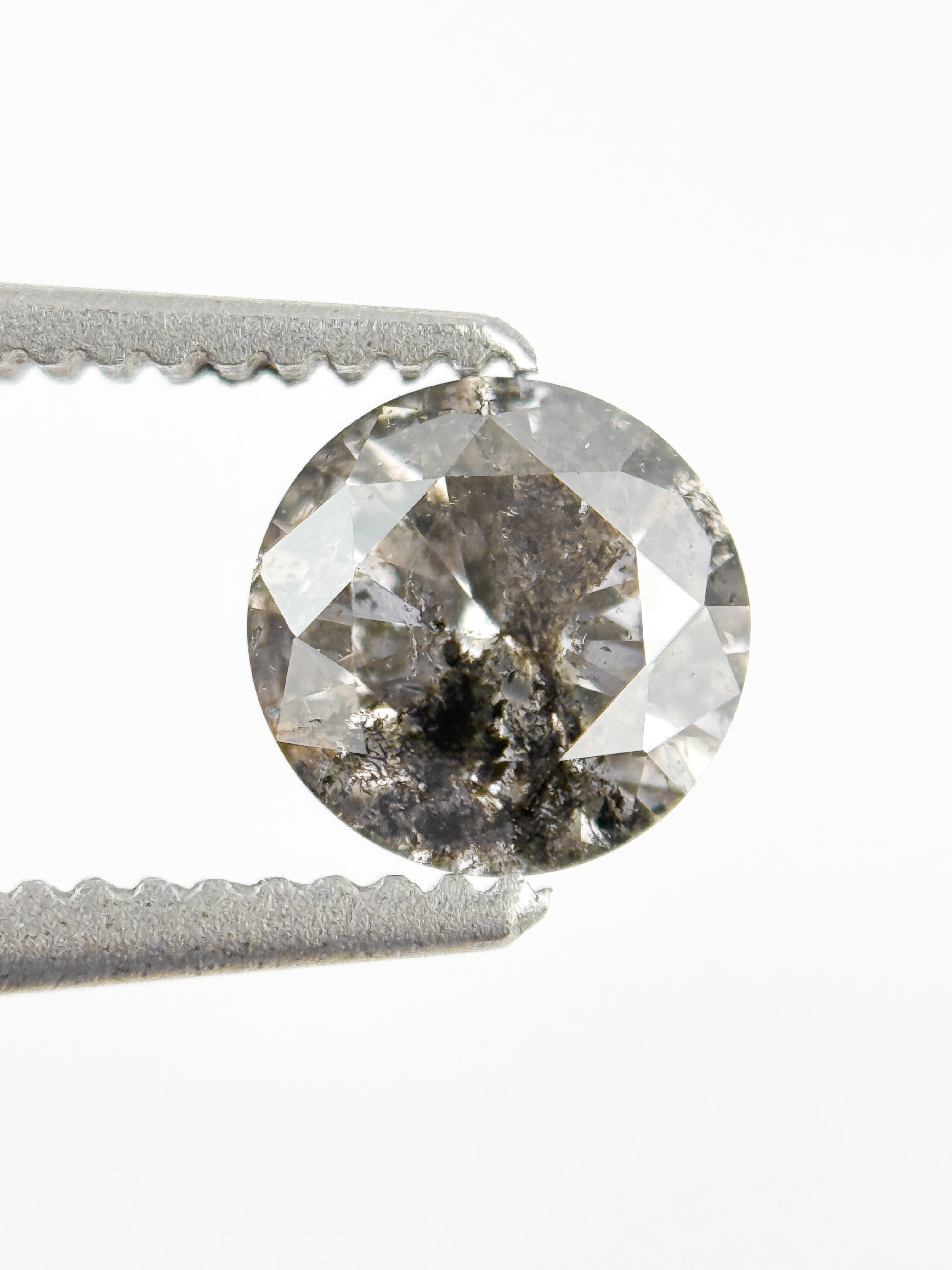 0.58 Ct Round Brilliant Cut Grey Salt and Pepper Natural Minimalist Diamond