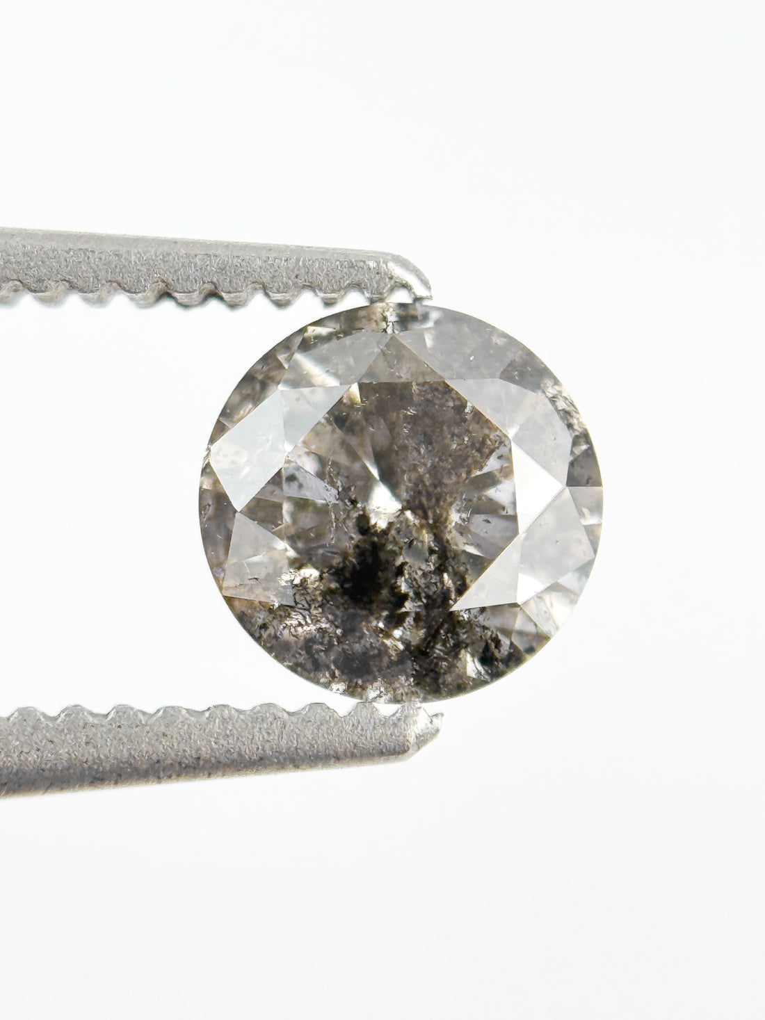 0.58 Ct Round Brilliant Cut Grey Salt and Pepper Natural Minimalist Diamond