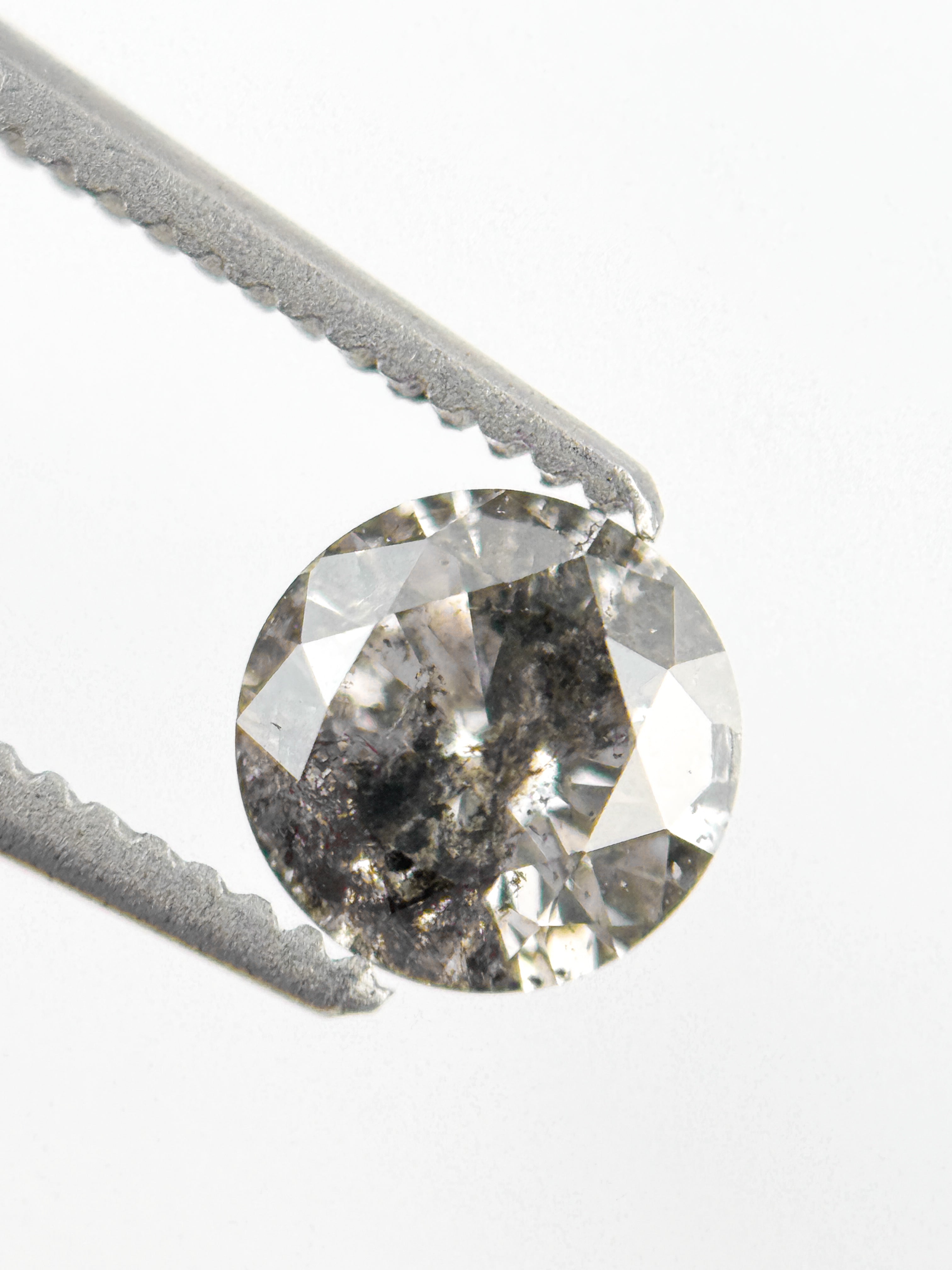 0.58 Ct Round Brilliant Cut Grey Salt and Pepper Natural Minimalist Diamond