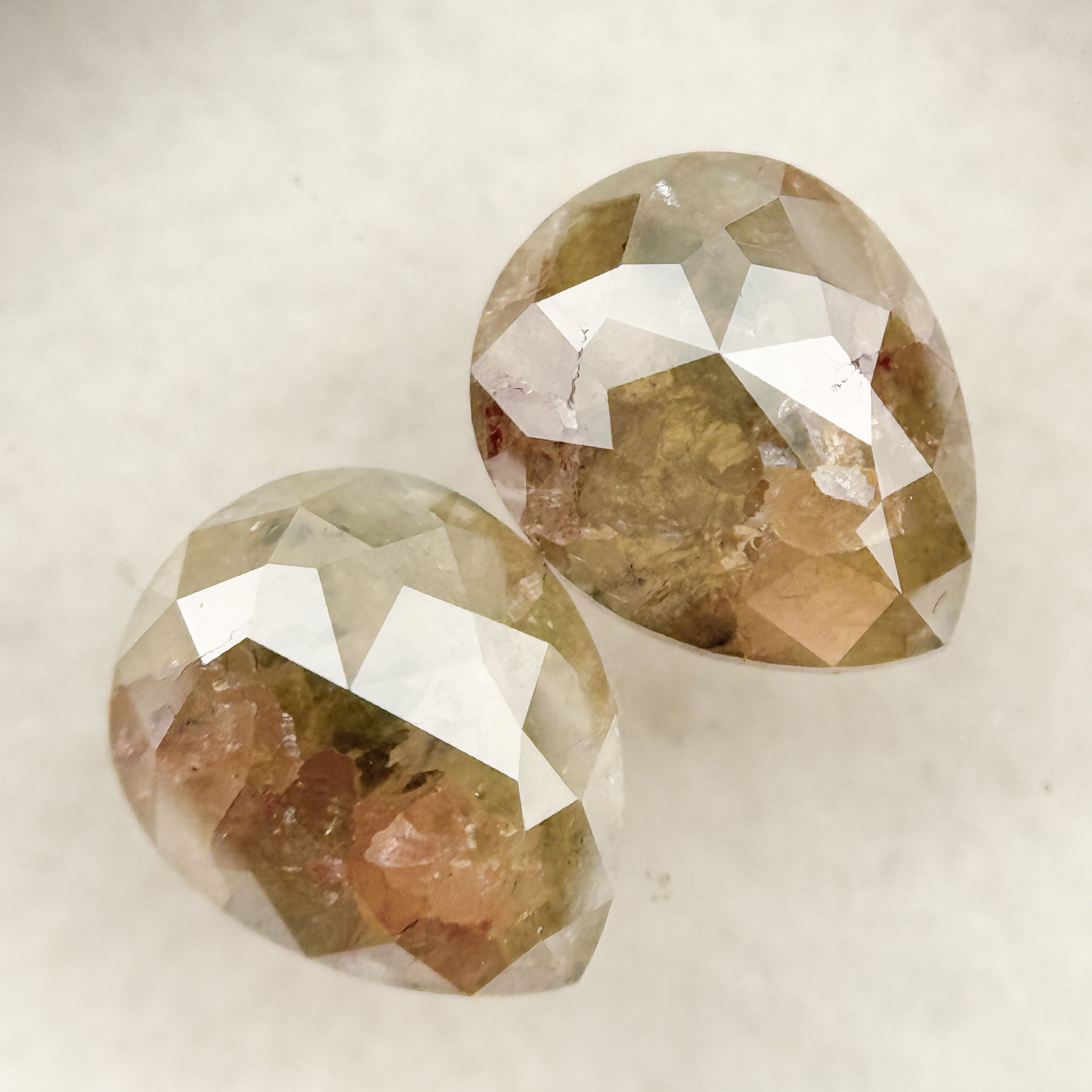 1.45 Ct Pear Rose Cut Grey Natural Salt and Pepper Diamond