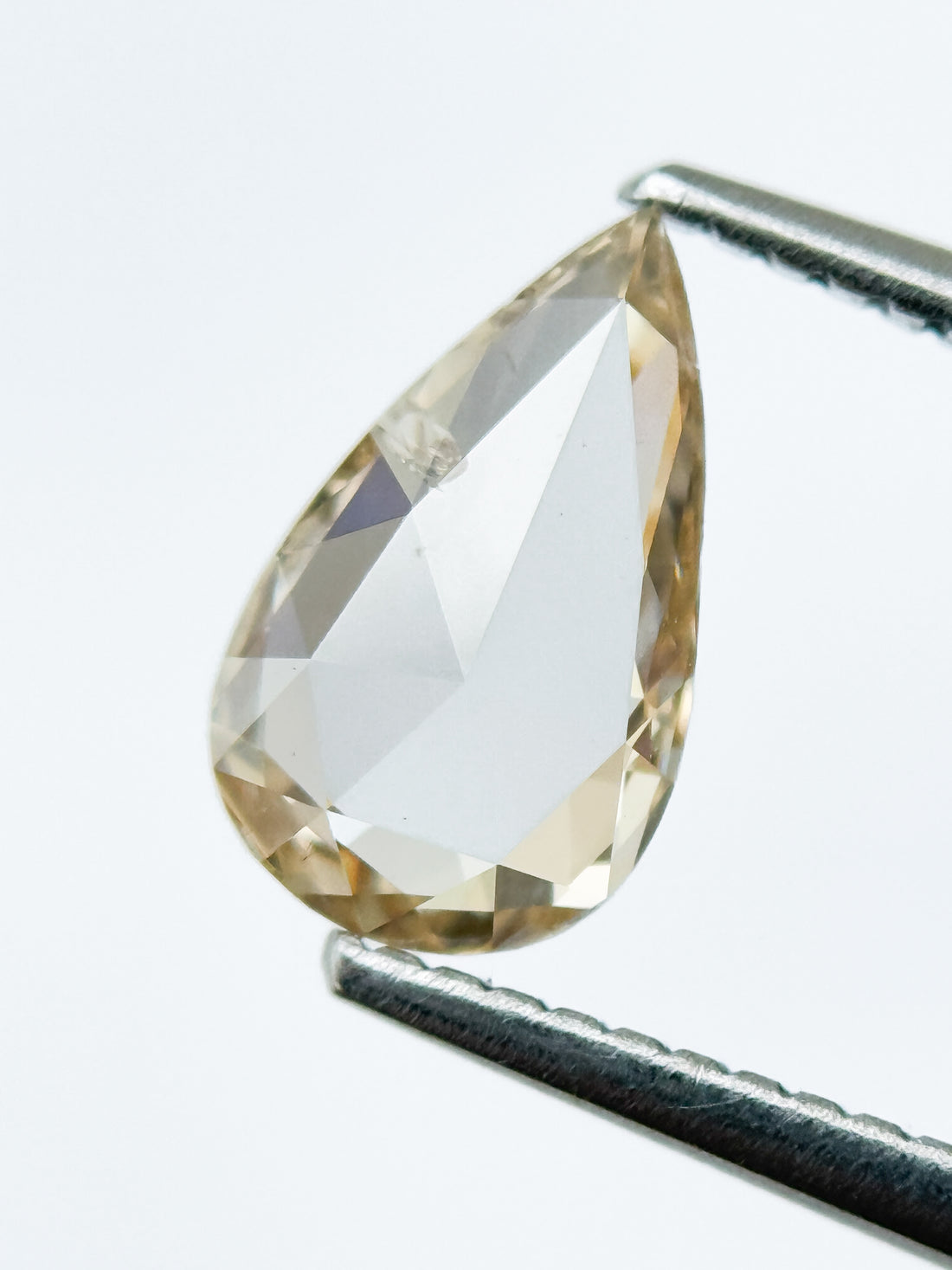 0.95 Ct Pear Rose Cut Orange Yellowish Natural Fancy Diamond