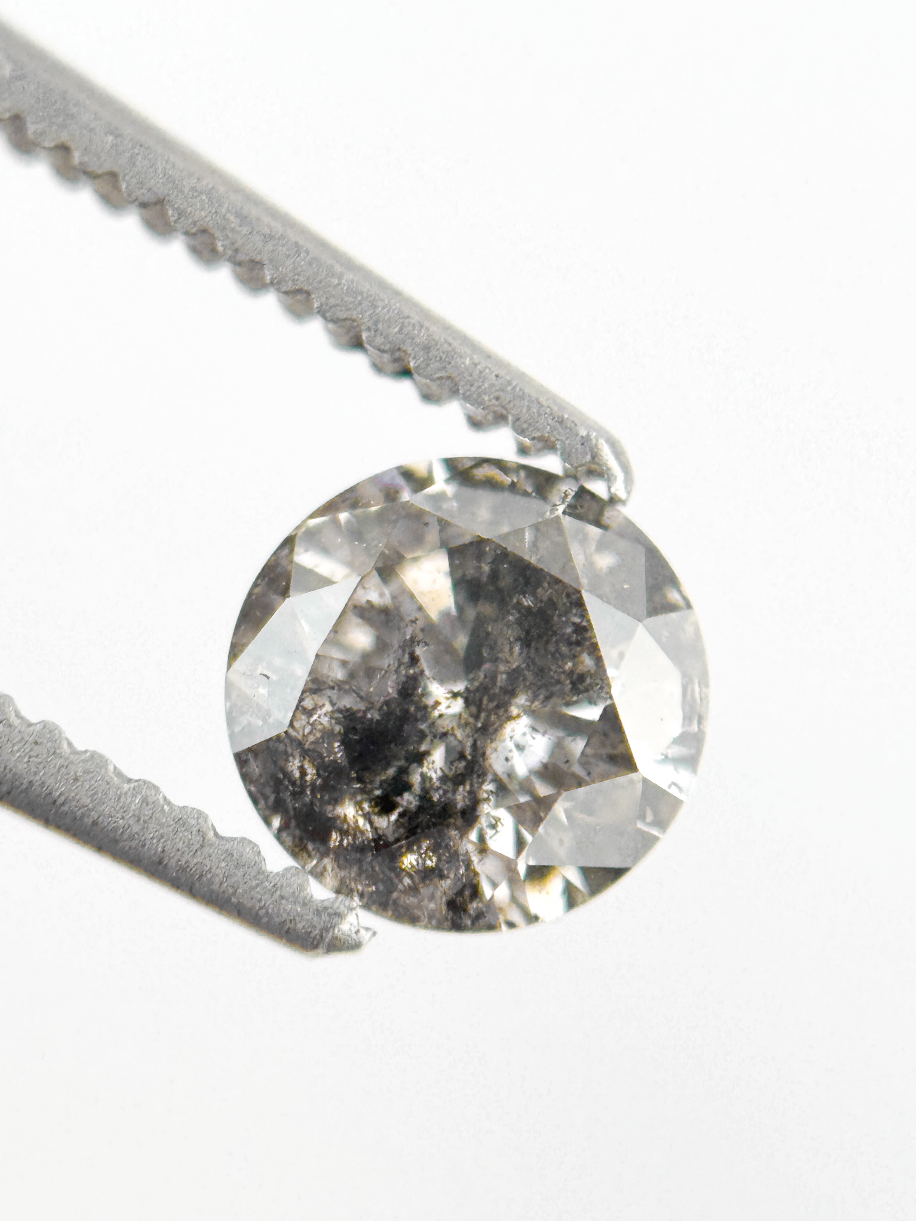 0.58 Ct Round Brilliant Cut Grey Salt and Pepper Natural Minimalist Diamond