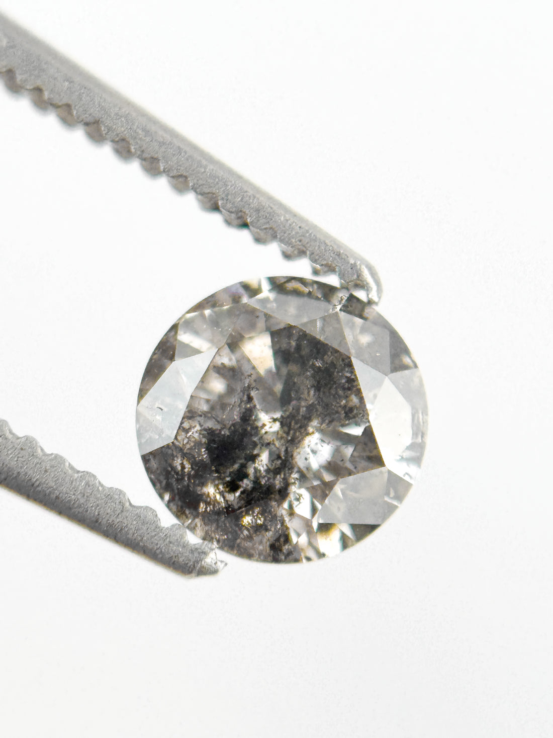 0.58 Ct Round Brilliant Cut Grey Salt and Pepper Natural Minimalist Diamond