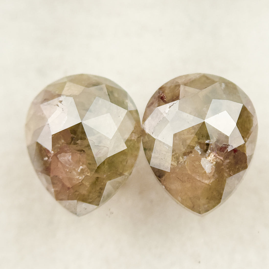 1.45 Ct Pear Rose Cut Grey Natural Salt and Pepper Diamond
