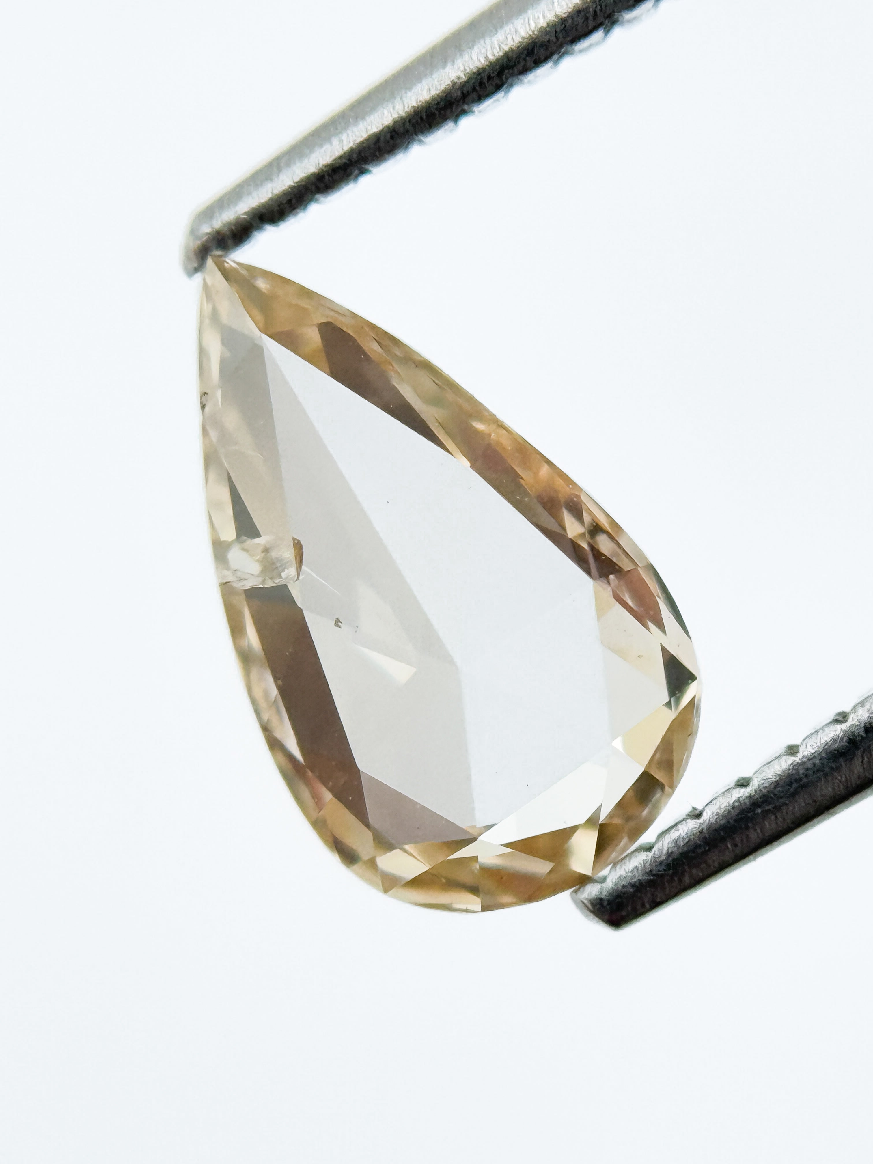 0.95 Ct Pear Rose Cut Orange Yellowish Natural Fancy Diamond