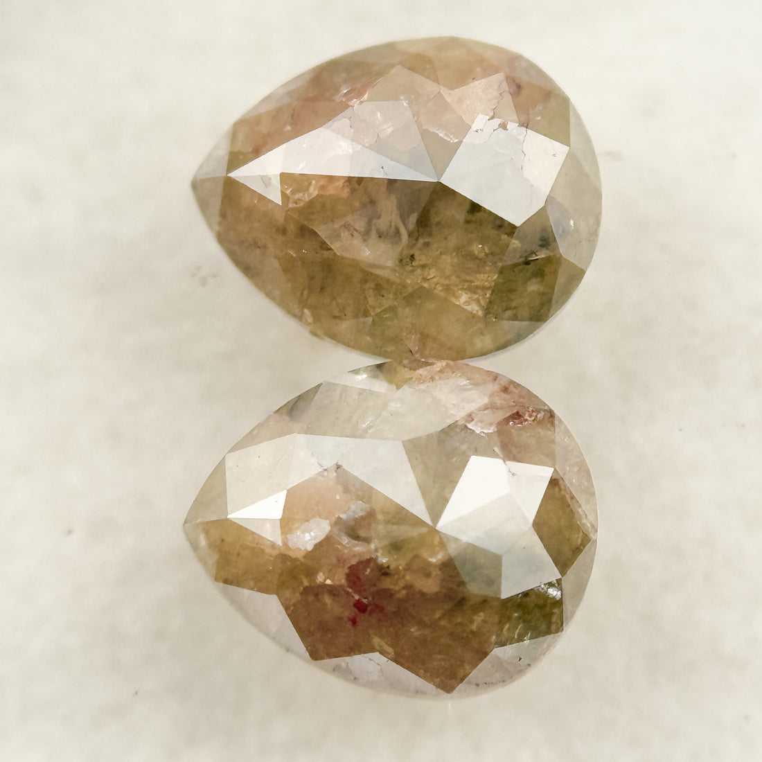 1.45 Ct Pear Rose Cut Grey Natural Salt and Pepper Diamond