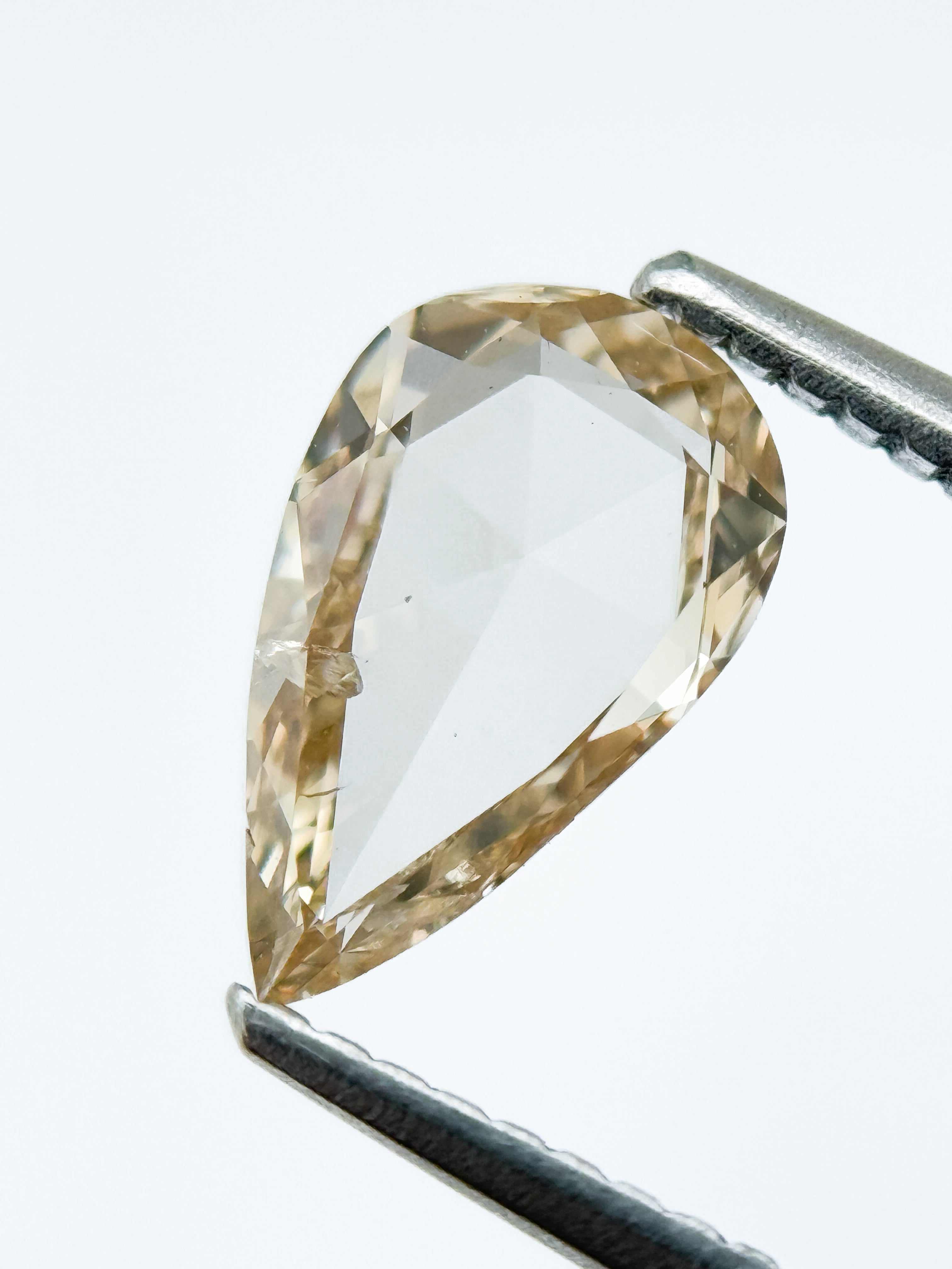 0.95 Ct Pear Rose Cut Orange Natural Salt and Pepper Diamond