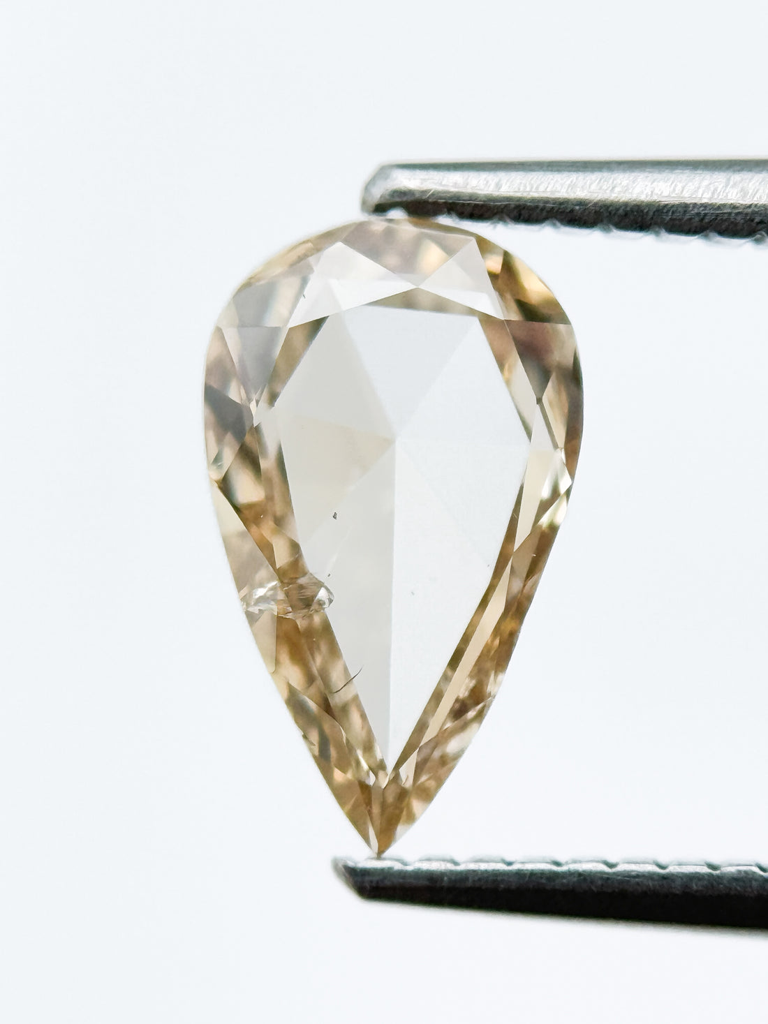 0.95 Ct Pear Rose Cut Orange Natural Salt and Pepper Diamond