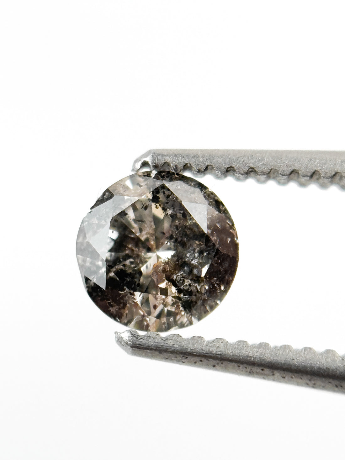 0.42 Ct Round Brilliant Cut Grey Natural Salt and Pepper Antique Diamond