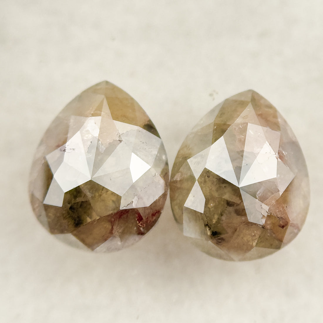 1.45 Ct Pear Rose Cut Grey Natural Salt and Pepper Diamond