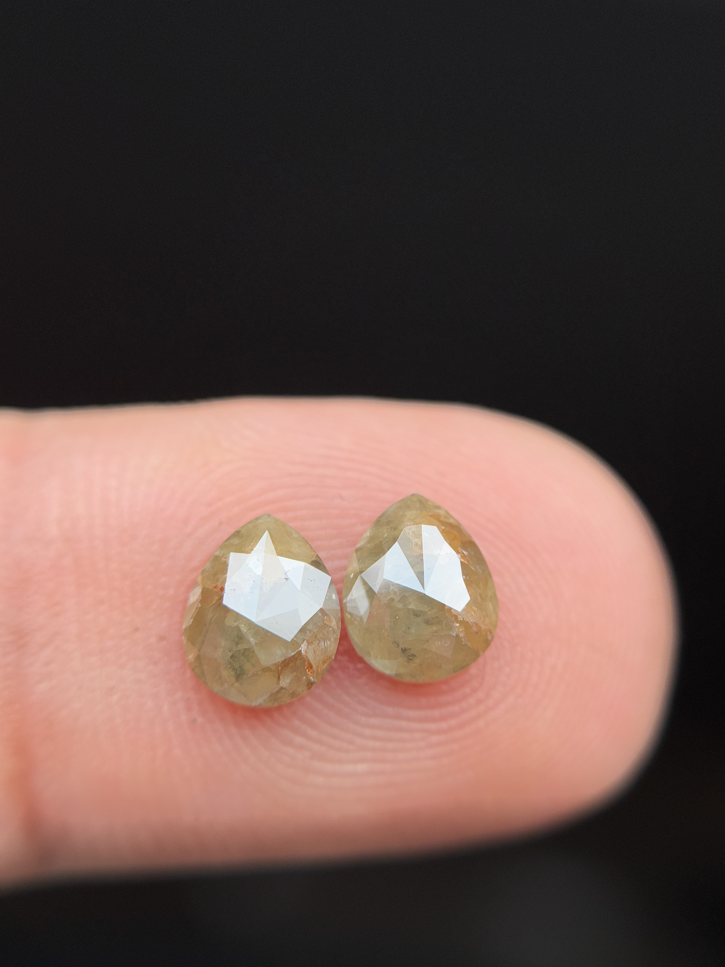 1.45 Ct Pear Rose Cut Grey Natural Salt and Pepper Diamond