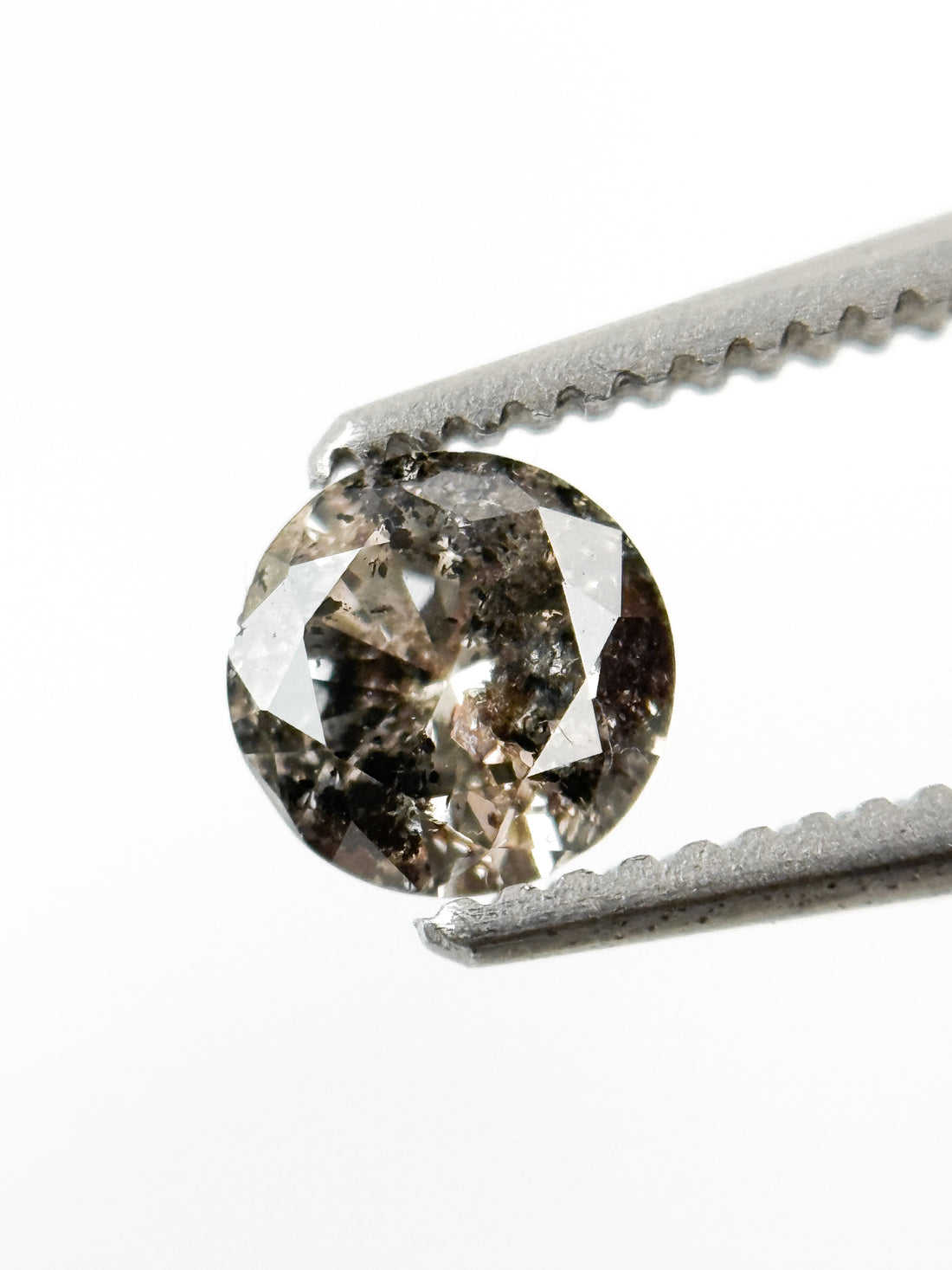 0.42 Ct Round Brilliant Cut Grey Natural Salt and Pepper Antique Diamond