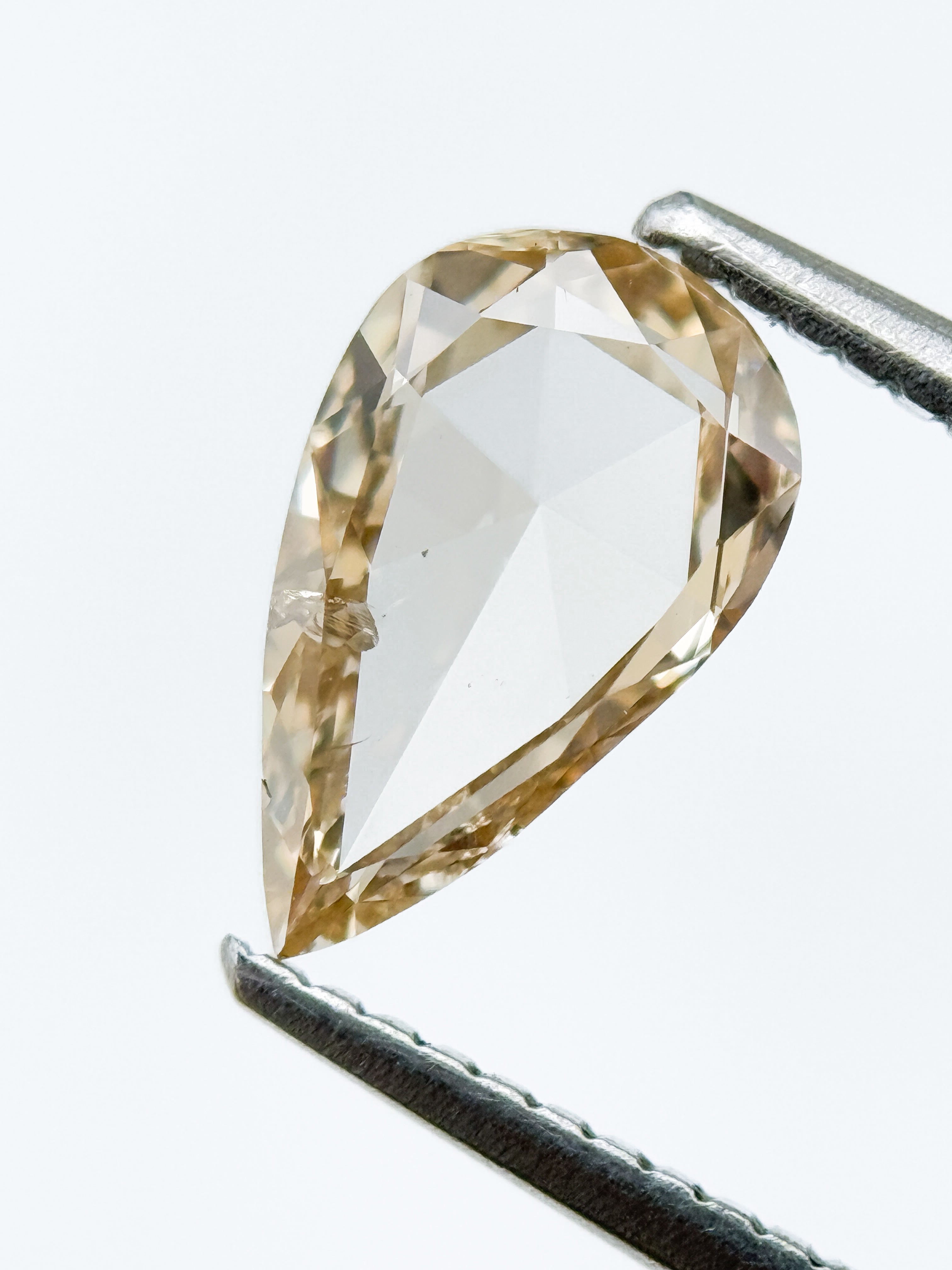 0.95 Ct Pear Rose Cut Orange Yellowish Natural Fancy Diamond
