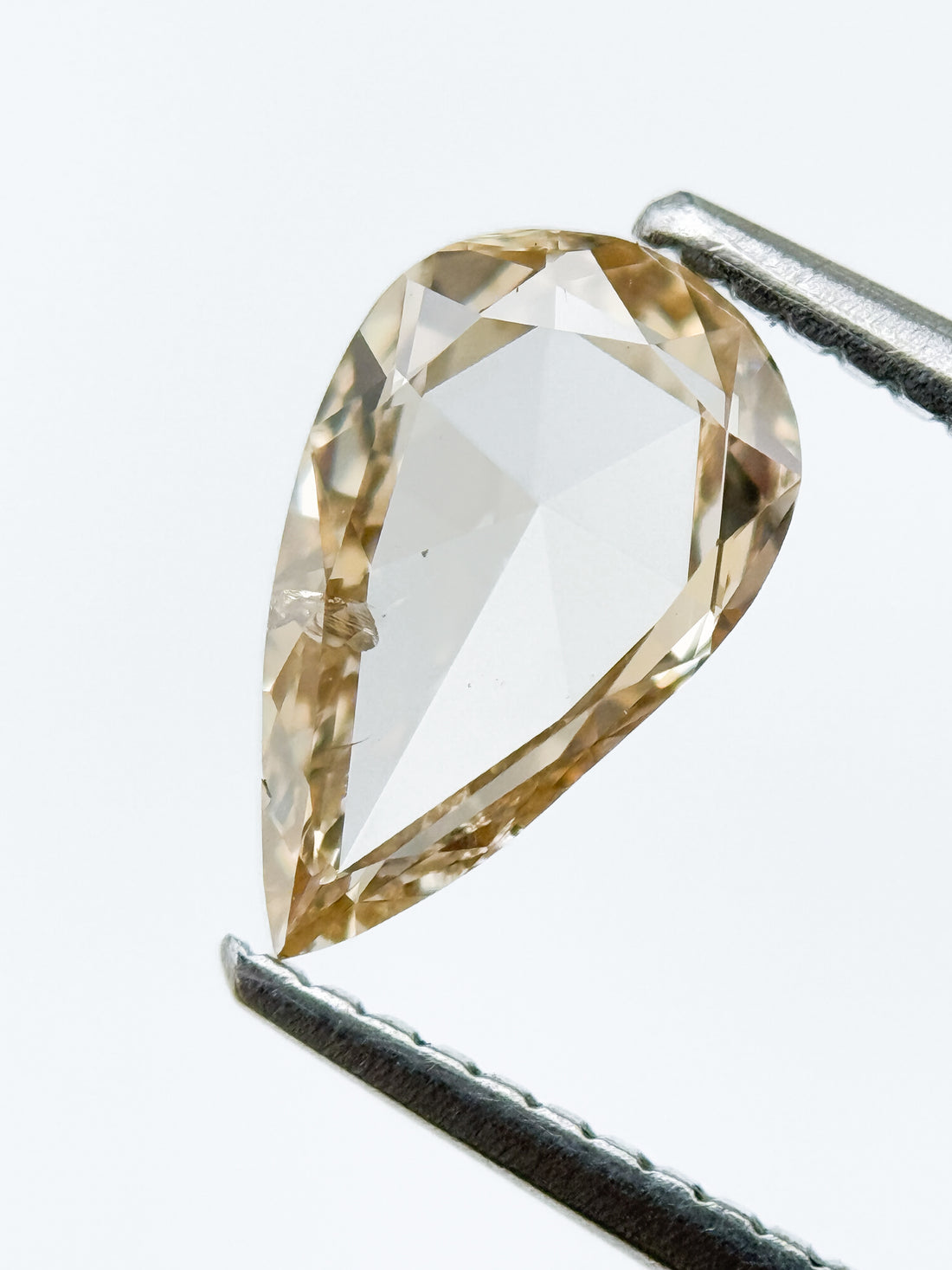 0.95 Ct Pear Rose Cut Orange Yellowish Natural Fancy Diamond