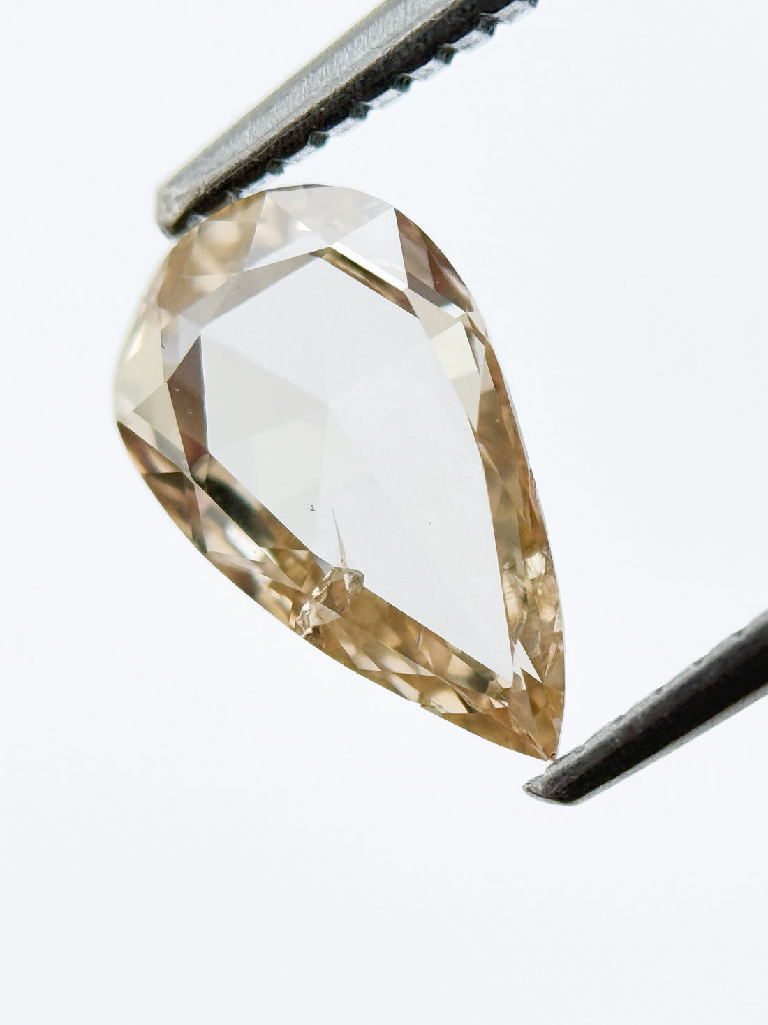 0.95 Ct Pear Rose Cut Orange Yellowish Natural Fancy Diamond