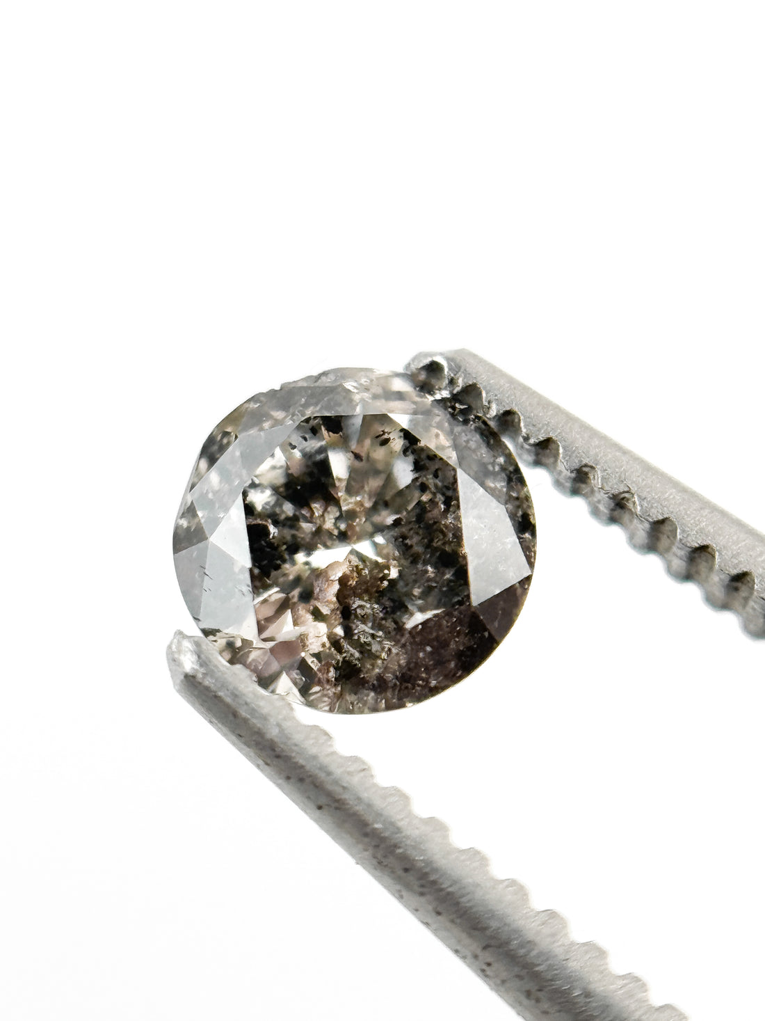 0.42 Ct Round Brilliant Cut Grey Natural Salt and Pepper Antique Diamond
