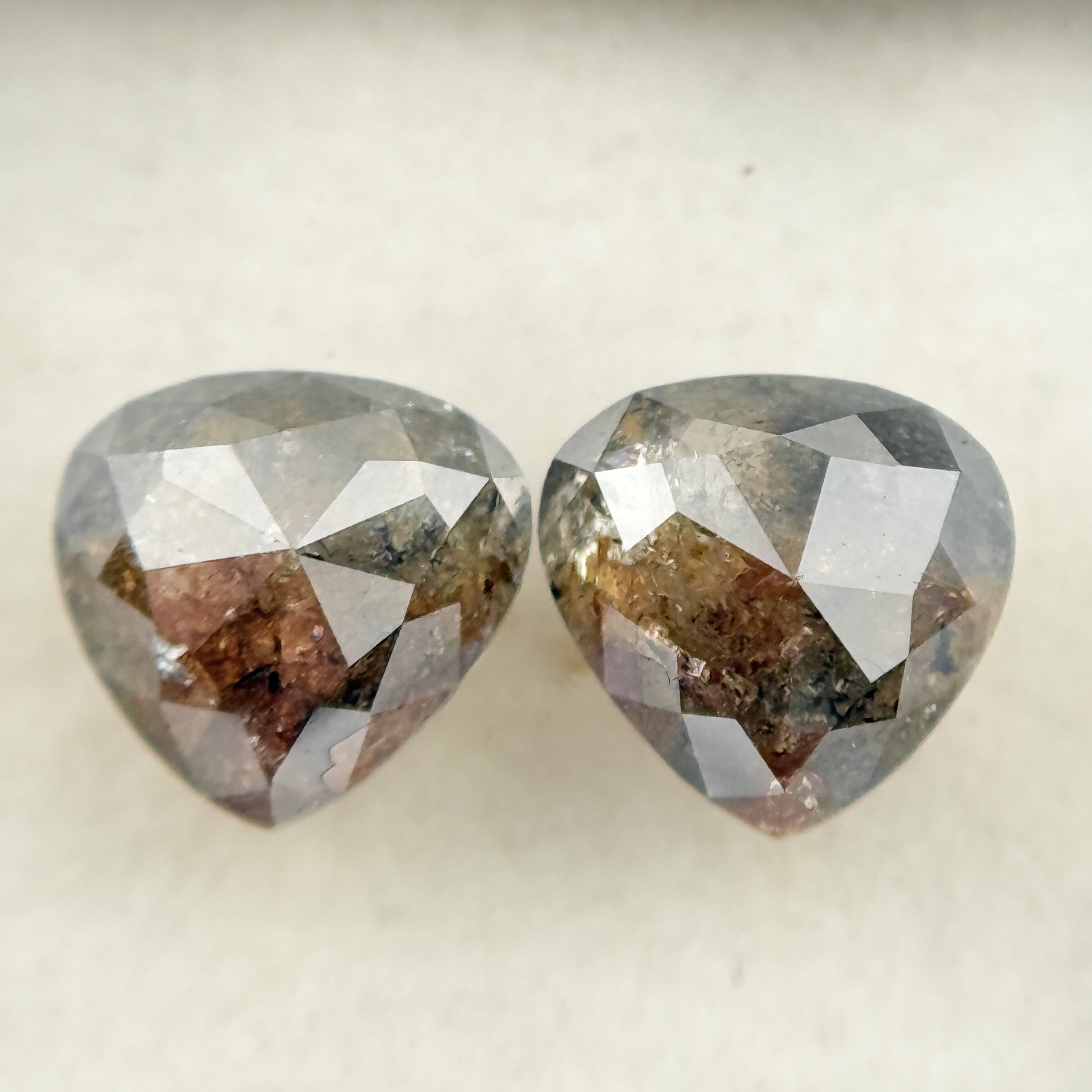 1.95 Ct Pear Rose Cut Grey Natural Salt and Pepper Diamond