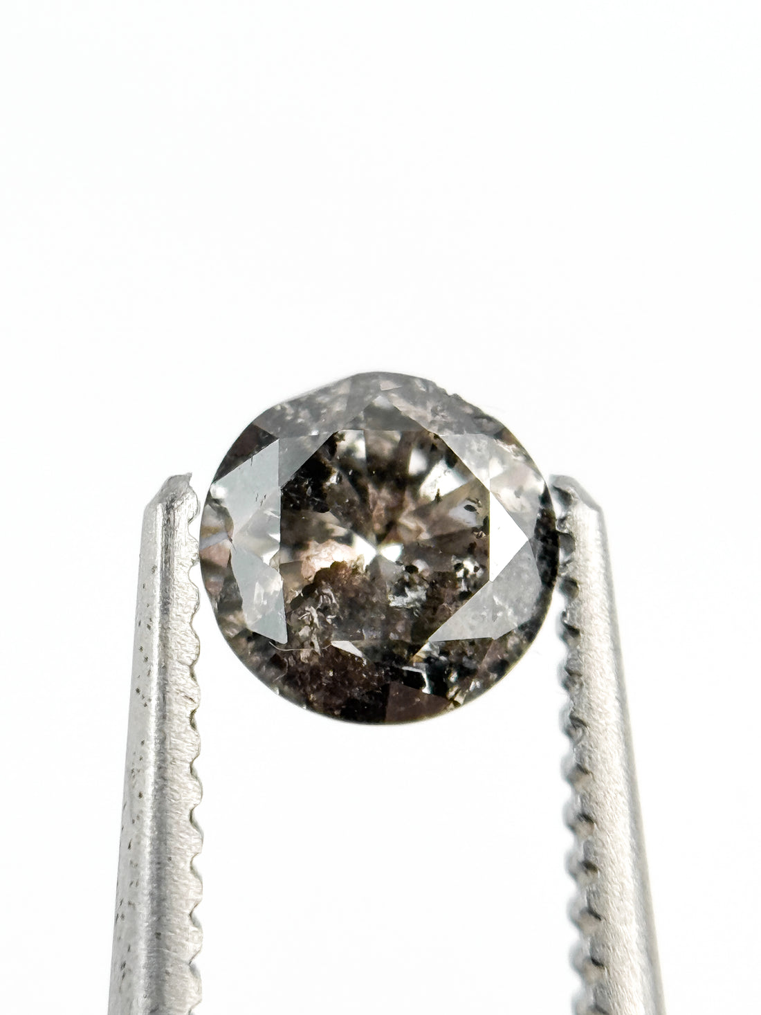 0.42 Ct Round Brilliant Cut Grey Natural Salt and Pepper Antique Diamond