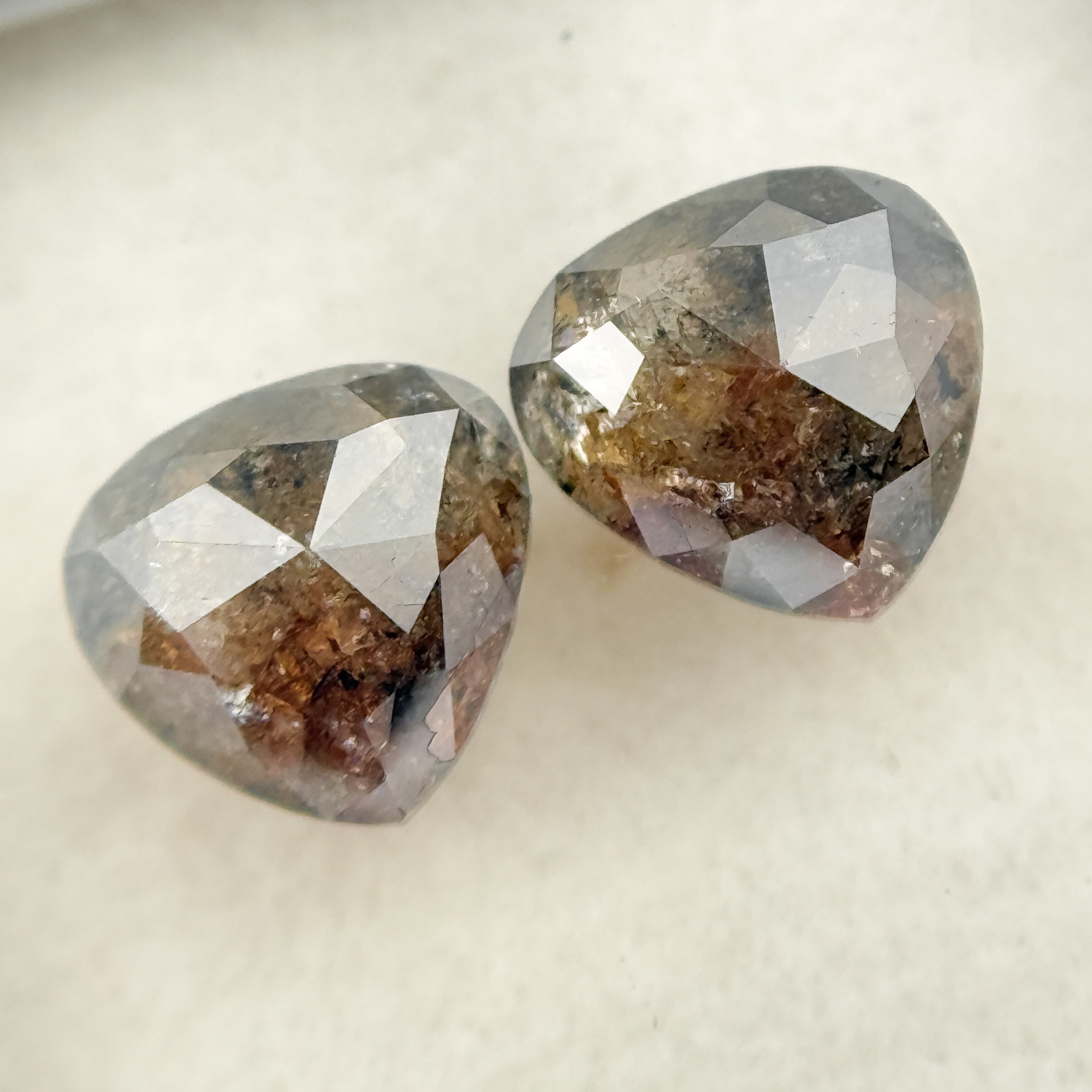 1.95 Ct Pear Rose Cut Grey Natural Salt and Pepper Diamond