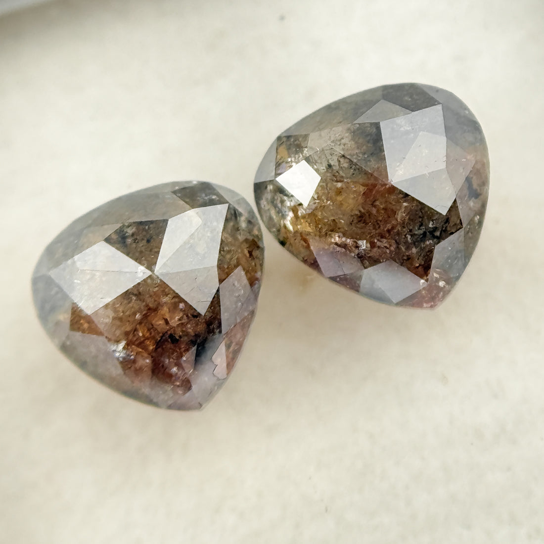 1.95 Ct Pear Rose Cut Grey Natural Salt and Pepper Diamond