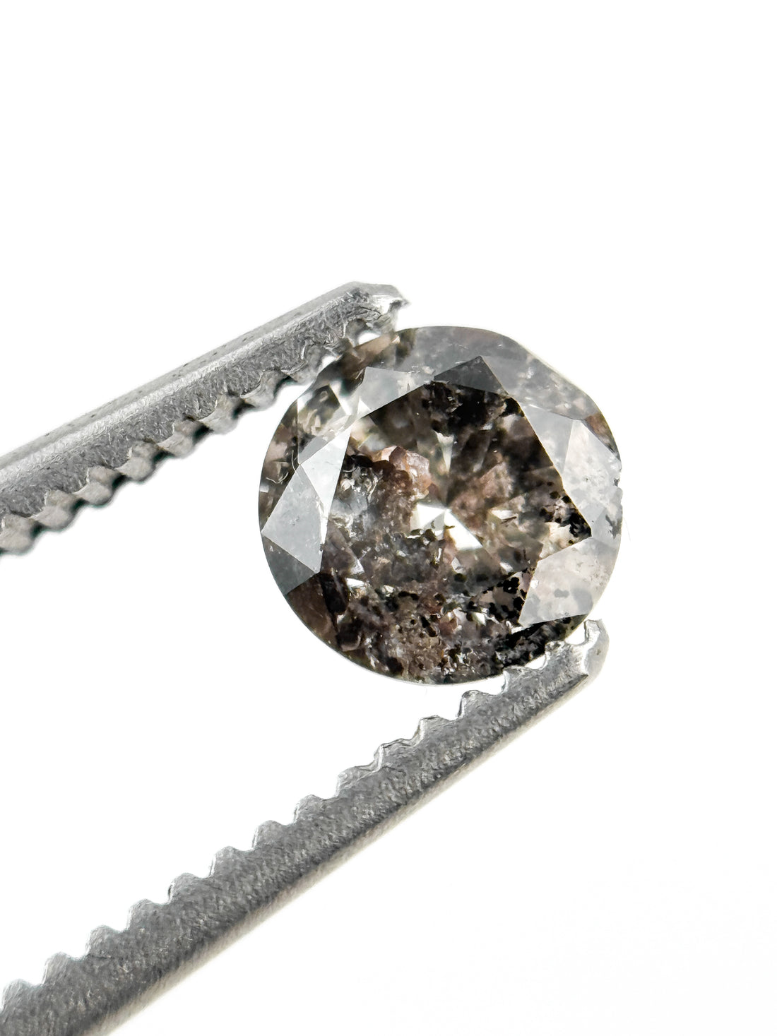 0.42 Ct Round Brilliant Cut Grey Natural Salt and Pepper Antique Diamond