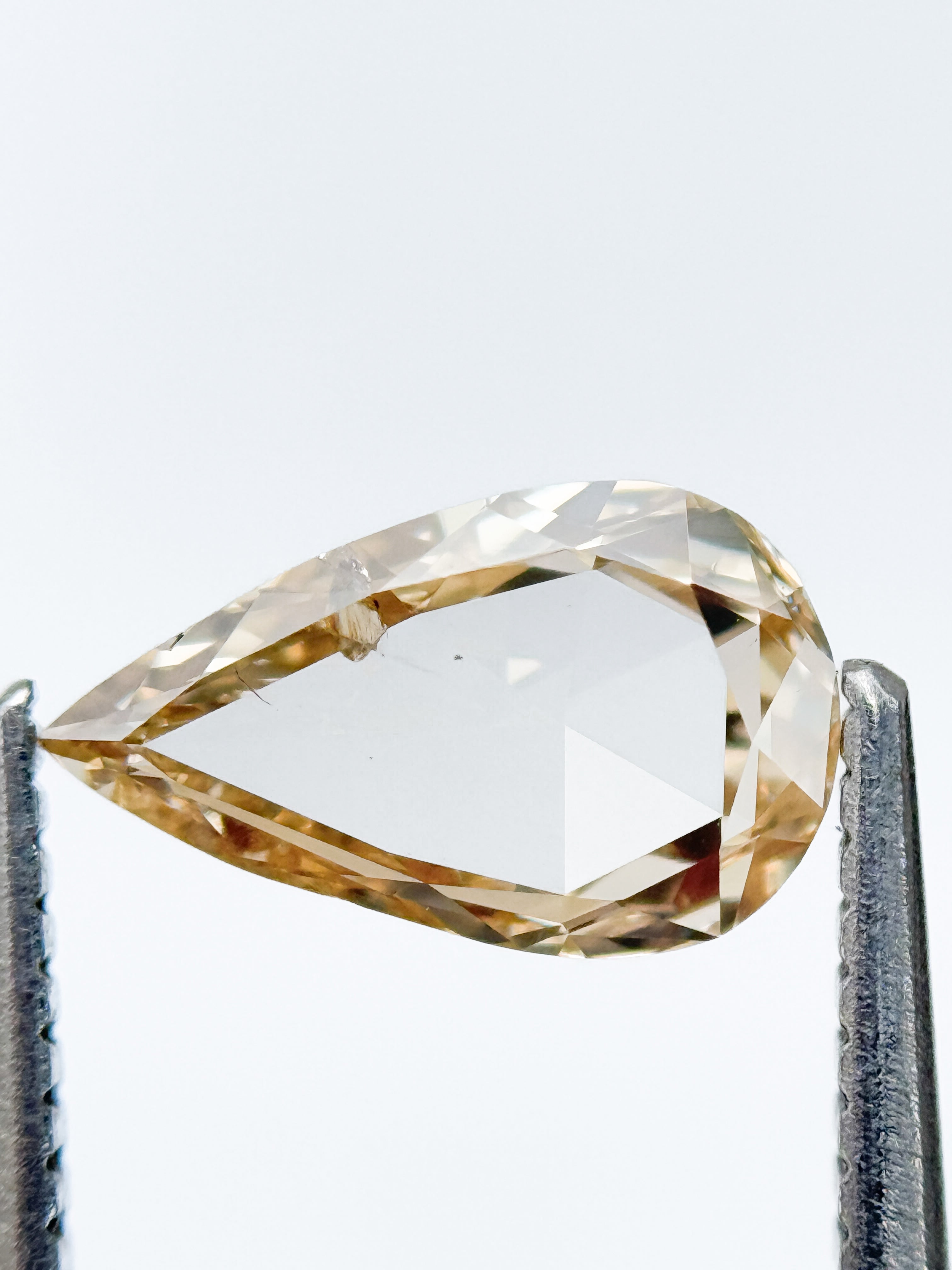0.95 Ct Pear Rose Cut Orange Yellowish Natural Fancy Diamond