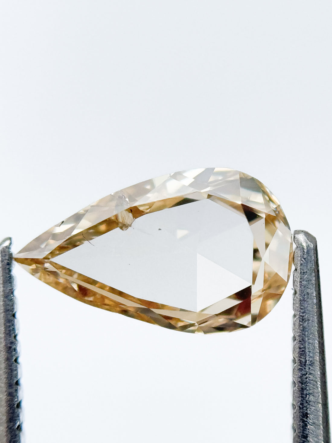 0.95 Ct Pear Rose Cut Orange Yellowish Natural Fancy Diamond