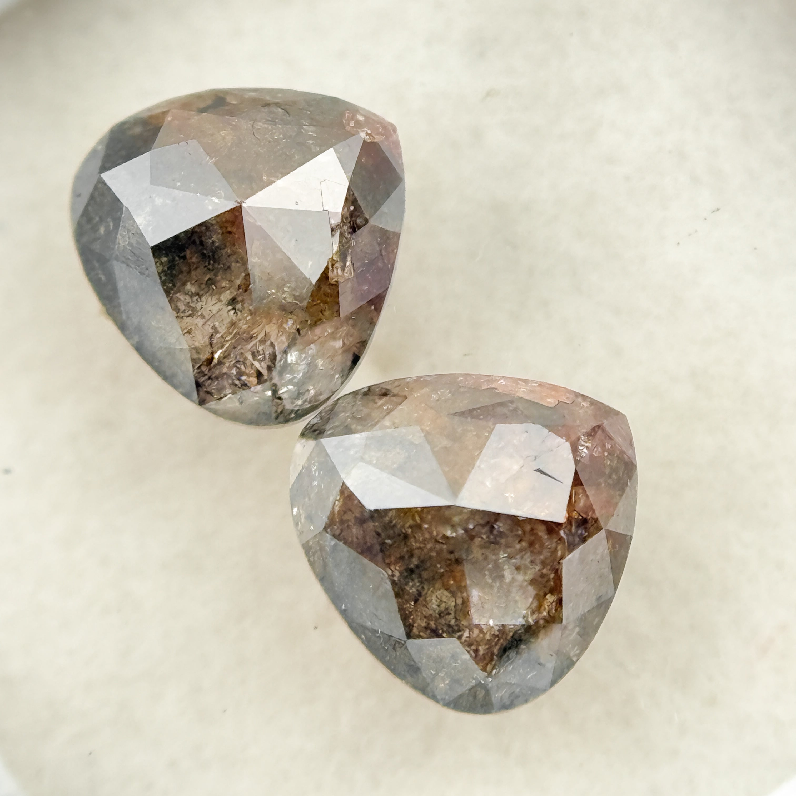 1.95 Ct Pear Rose Cut Grey Natural Salt and Pepper Diamond