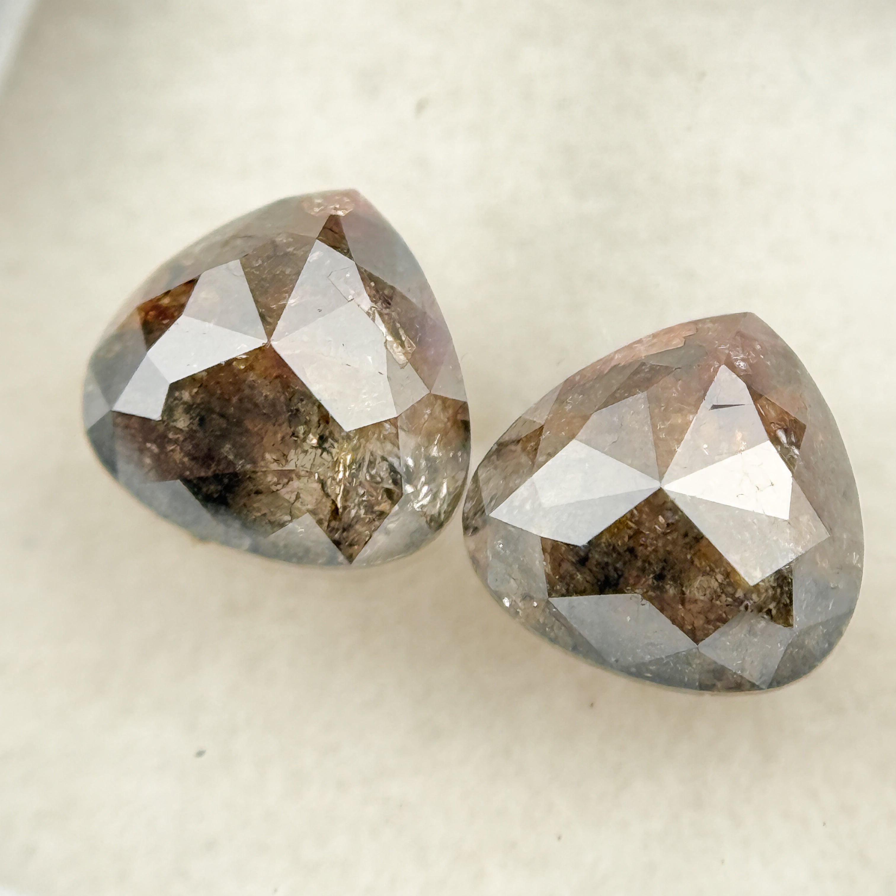 1.95 Ct Pear Rose Cut Grey Natural Salt and Pepper Diamond