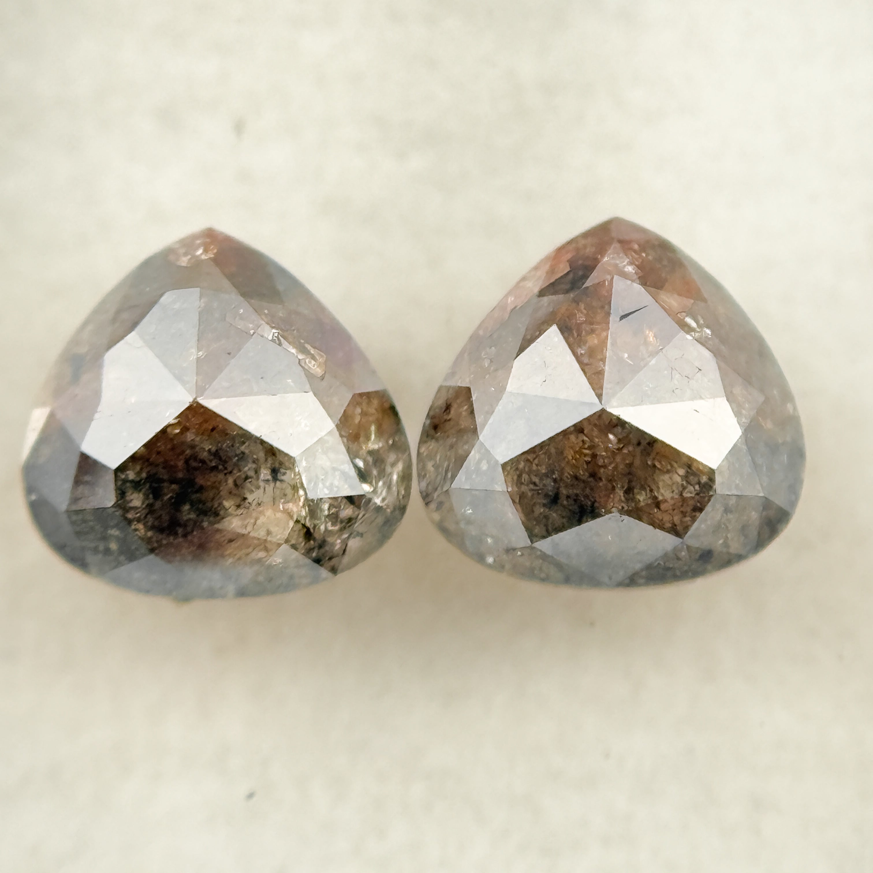 1.95 Ct Pear Rose Cut Grey Natural Salt and Pepper Diamond