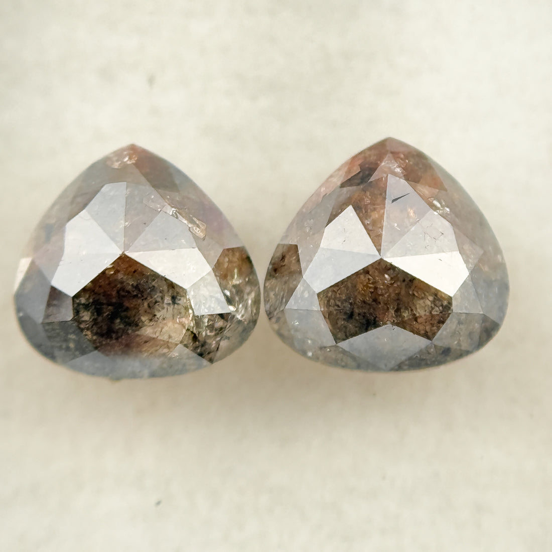 1.95 Ct Pear Rose Cut Grey Natural Salt and Pepper Diamond