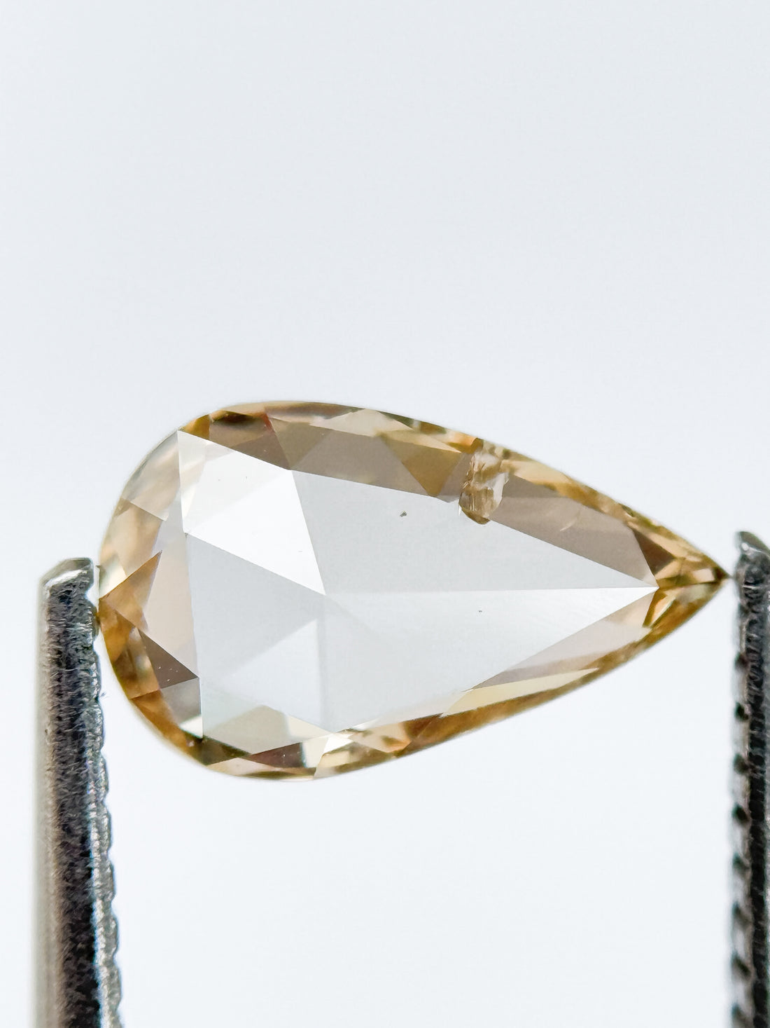 0.95 Ct Pear Rose Cut Orange Yellowish Natural Fancy Diamond