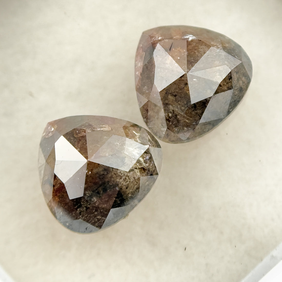 1.95 Ct Pear Rose Cut Grey Natural Salt and Pepper Diamond