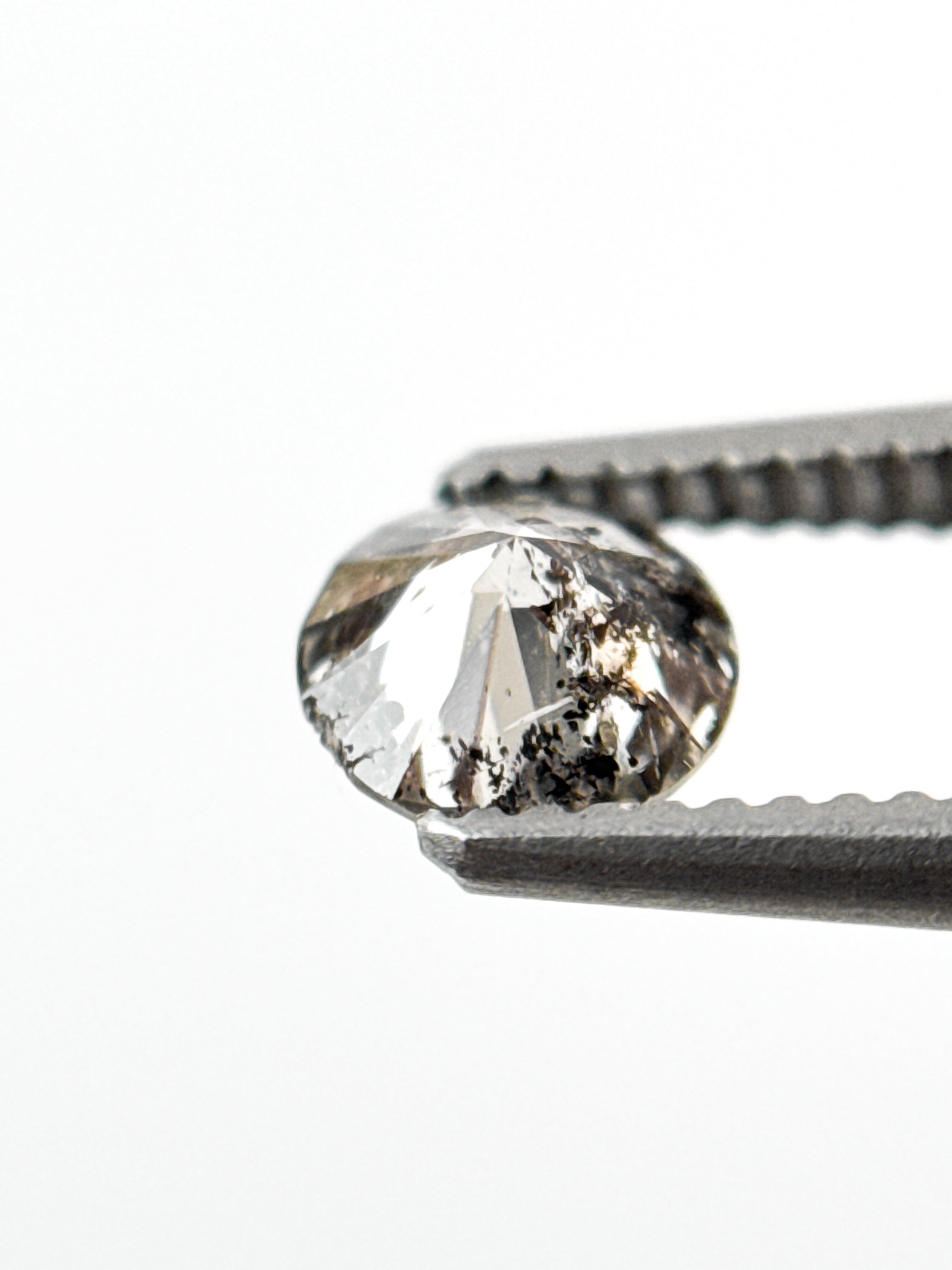 0.42 Ct Round Brilliant Cut Grey Natural Salt and Pepper Antique Diamond