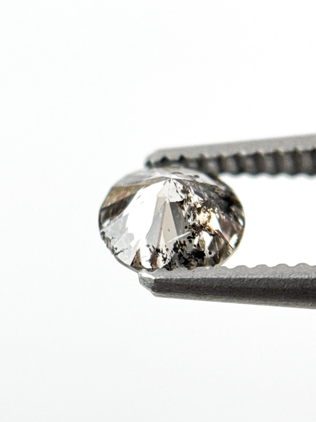 0.42 Ct Round Brilliant Cut Grey Natural Salt and Pepper Antique Diamond