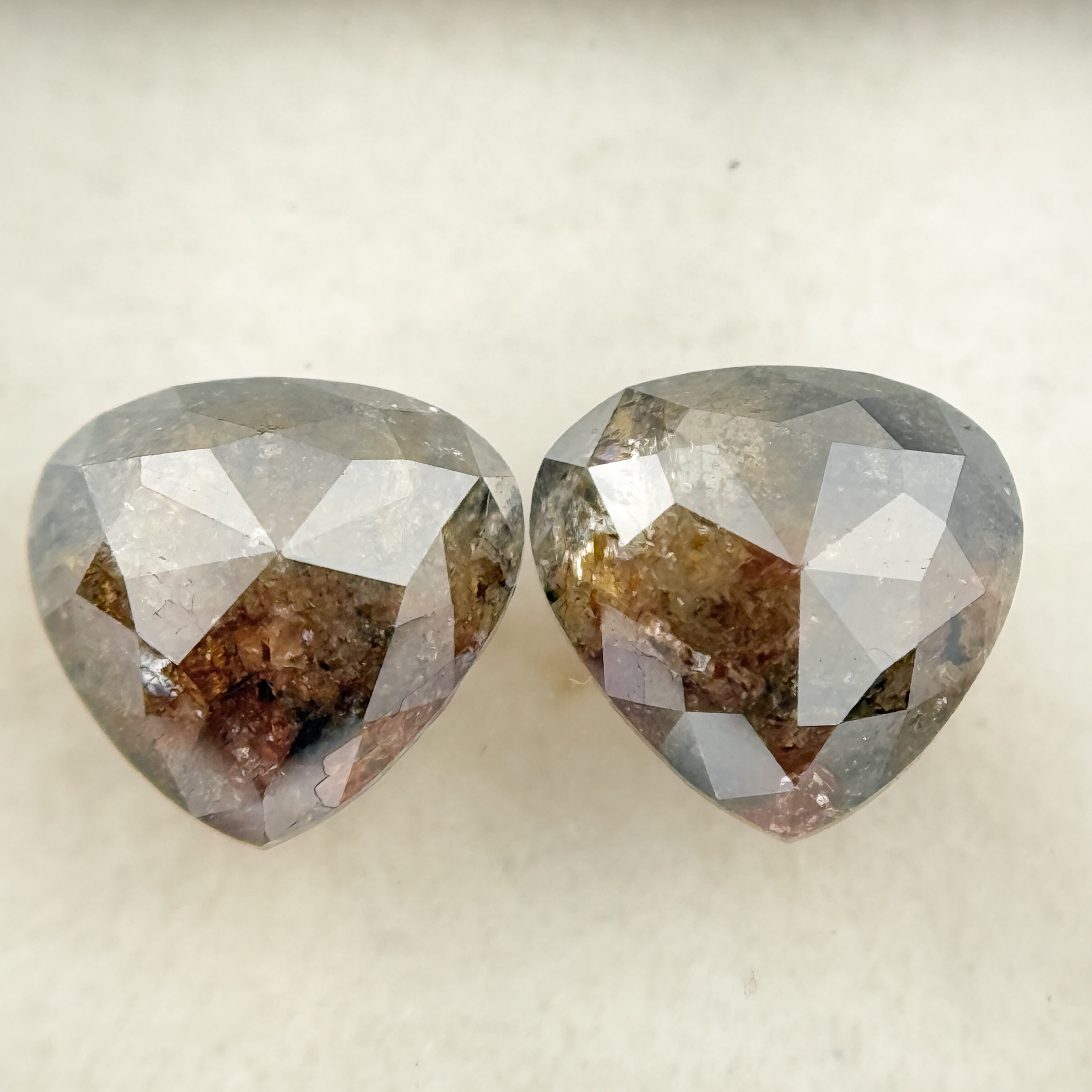1.95 Ct Pear Rose Cut Grey Natural Salt and Pepper Diamond