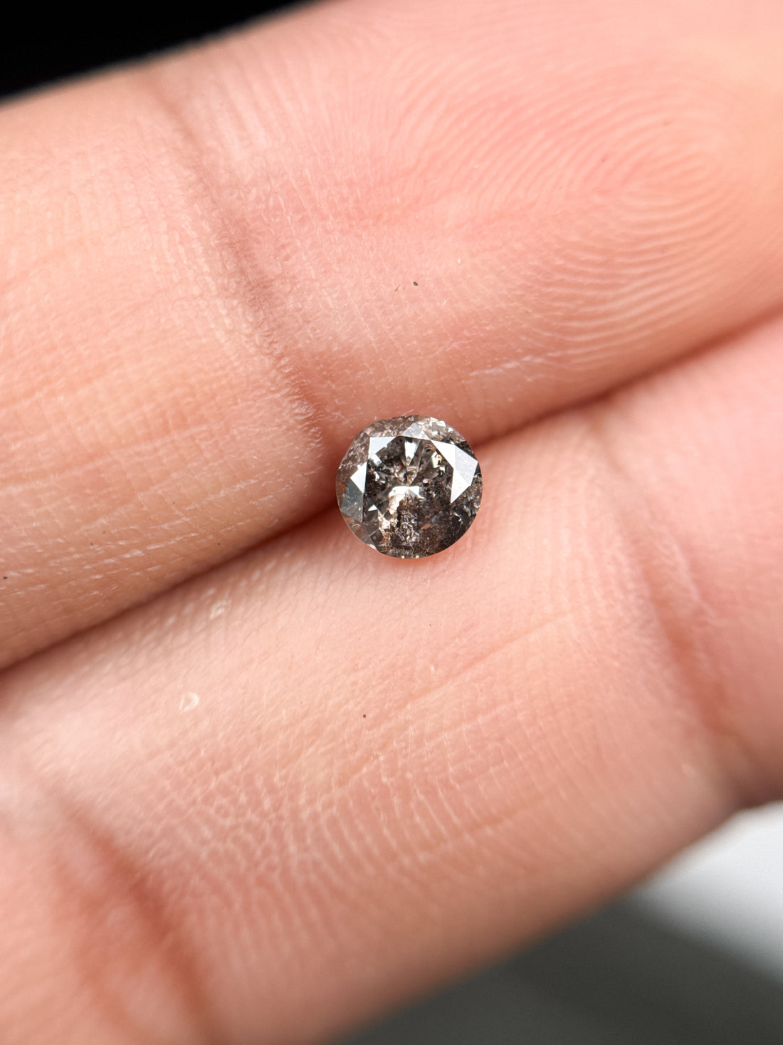 0.42 Ct Round Brilliant Cut Grey Natural Salt and Pepper Antique Diamond