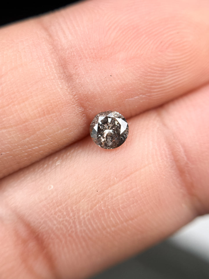 0.42 Ct Round Brilliant Cut Grey Natural Salt and Pepper Antique Diamond