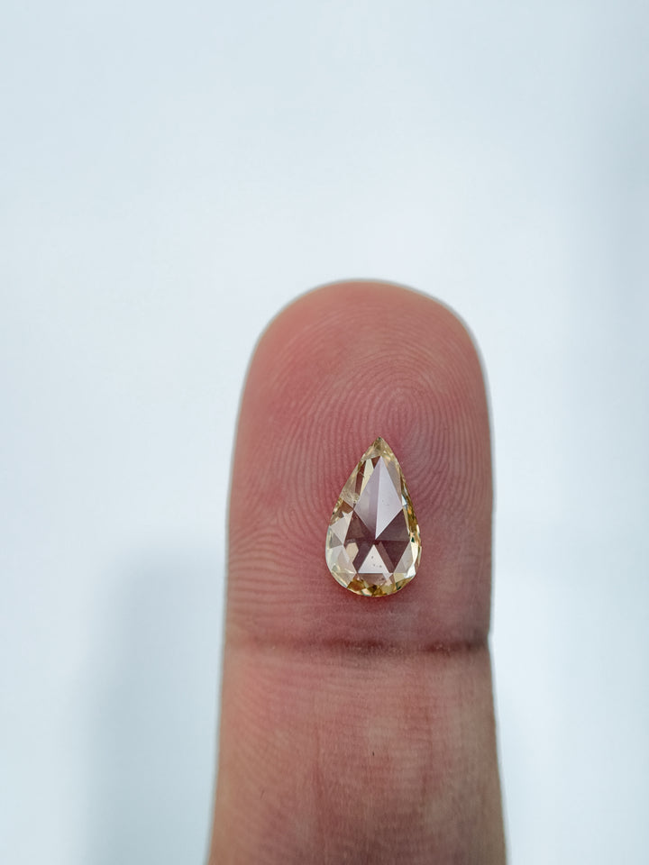 0.95 Ct Pear Rose Cut Orange Natural Salt and Pepper Diamond