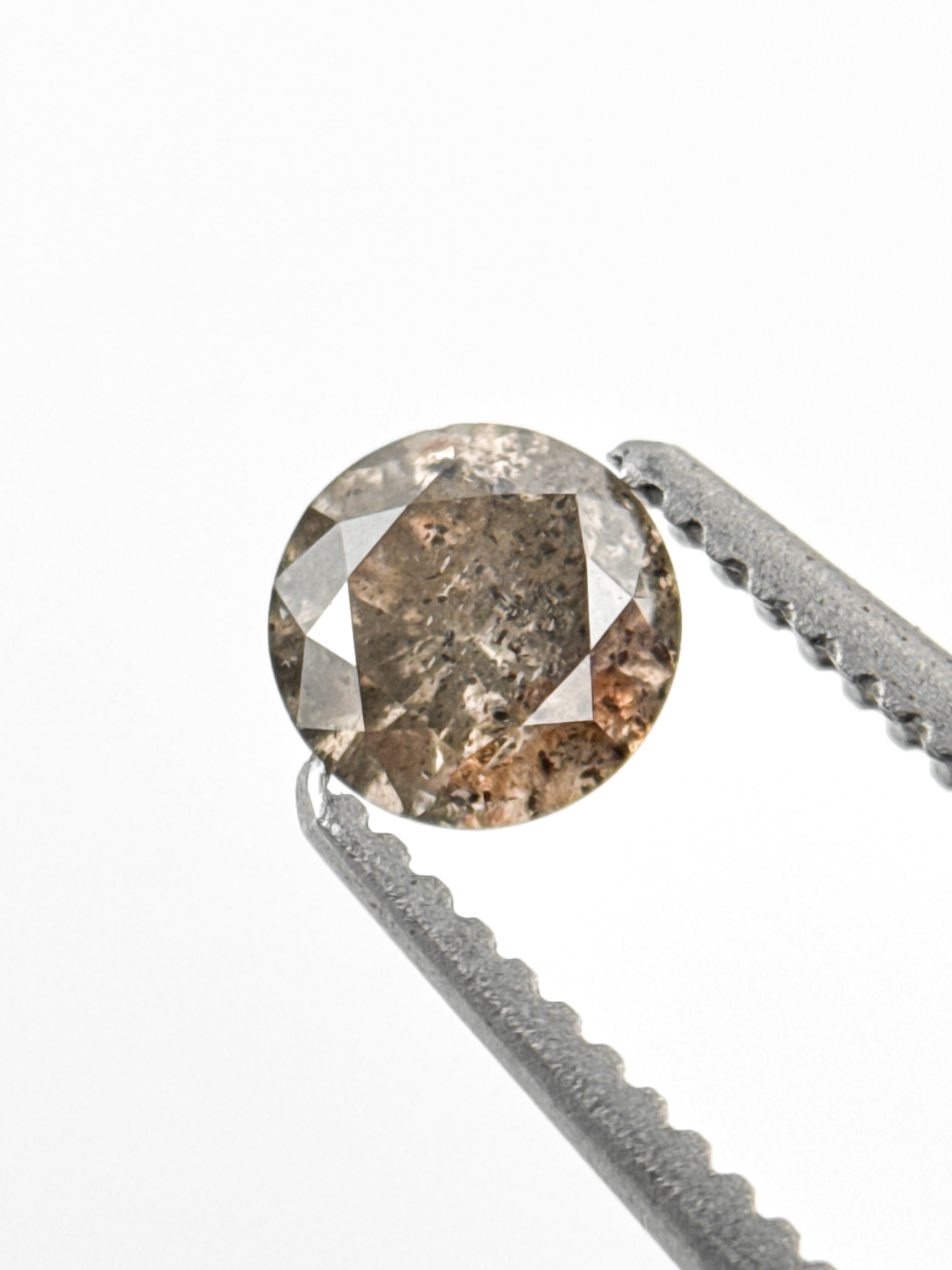0.37 Ct Round Brilliant Cut Brownish Grey Natural Minimalist Diamond