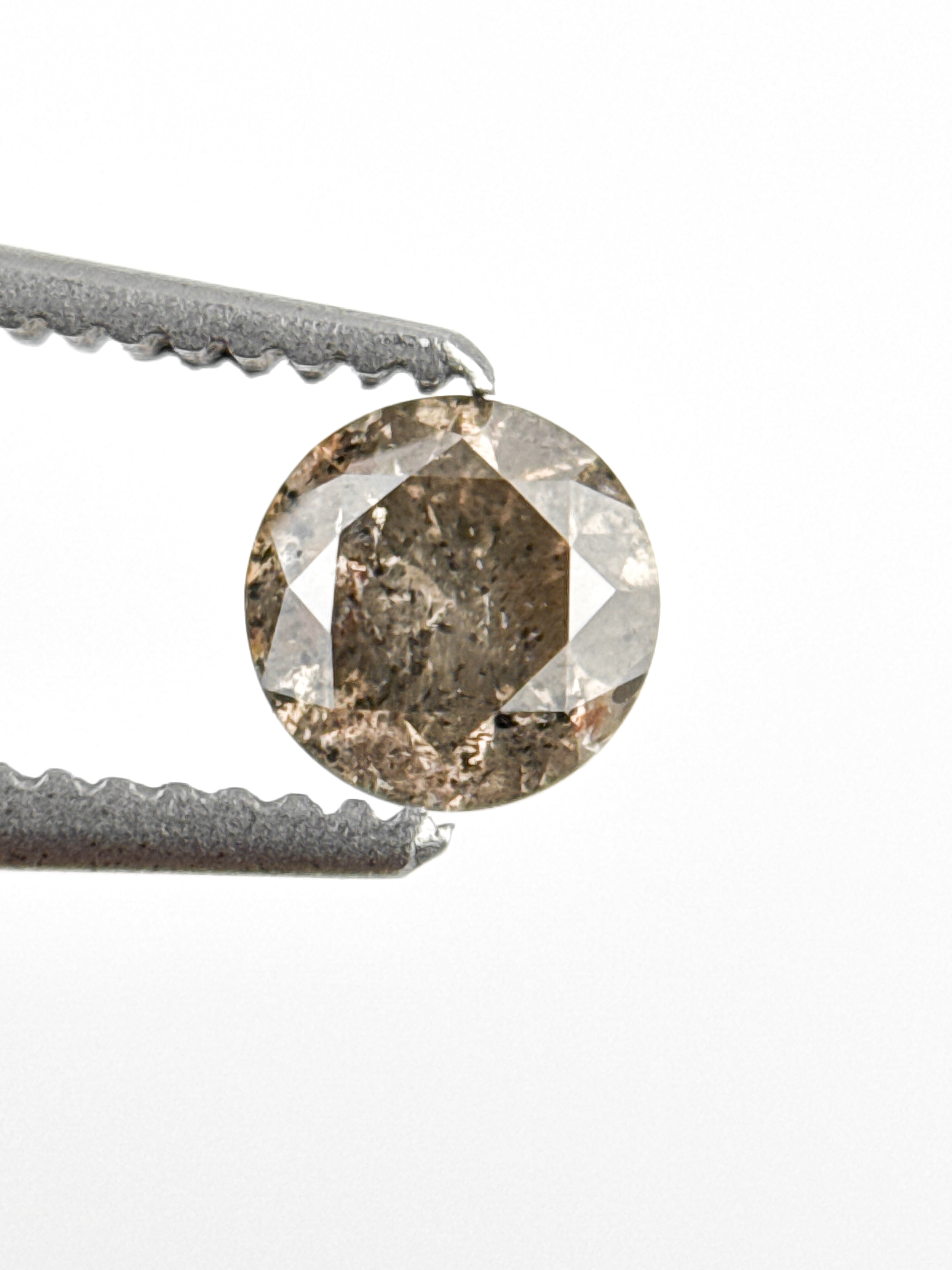 0.37 Ct Round Brilliant Cut Brownish Grey Natural Minimalist Diamond