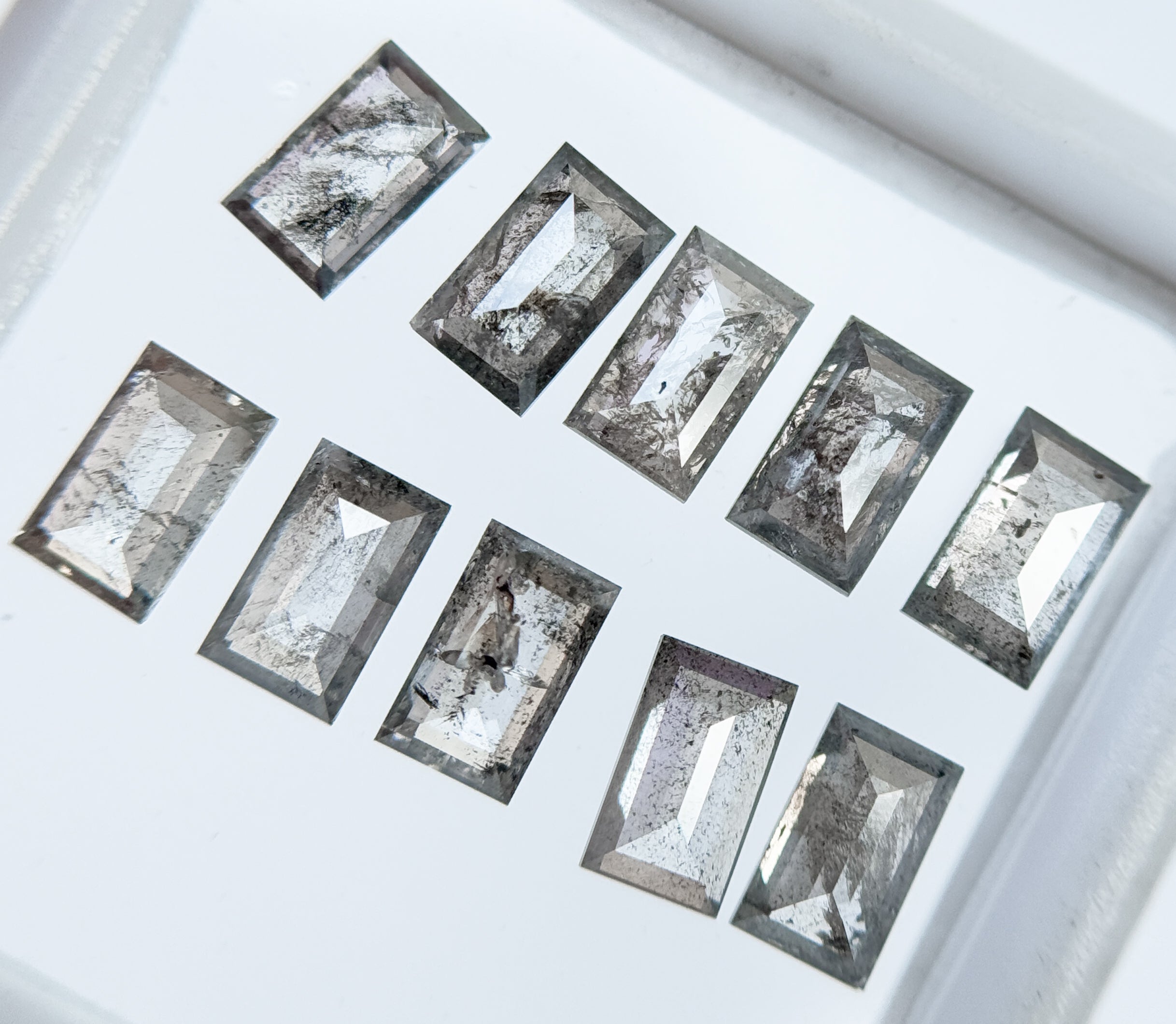 5 X 3 MM Baguette Rose Cut Grey Natural Galaxy Diamond