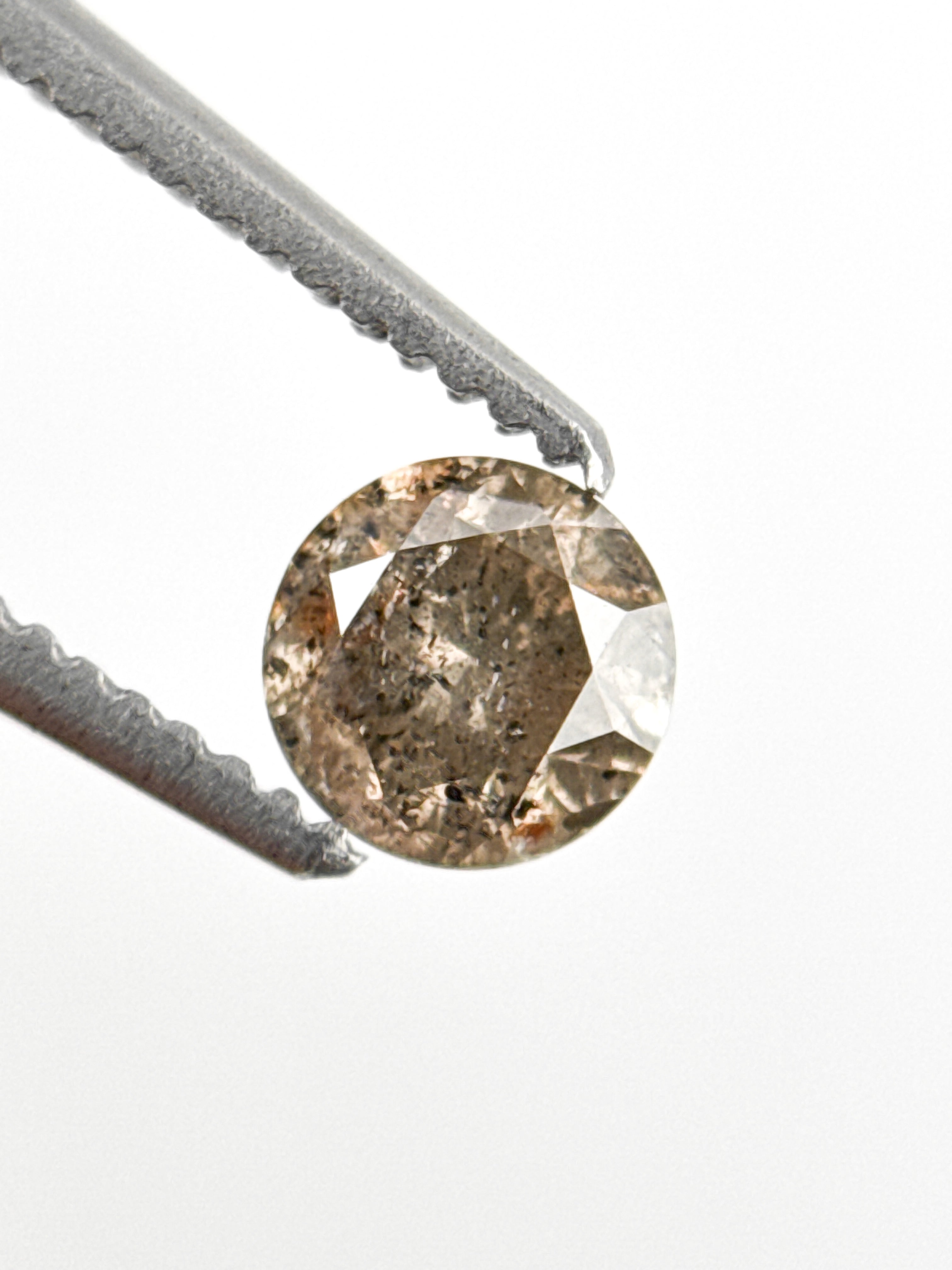 0.37 Ct Round Brilliant Cut Brownish Grey Natural Minimalist Diamond