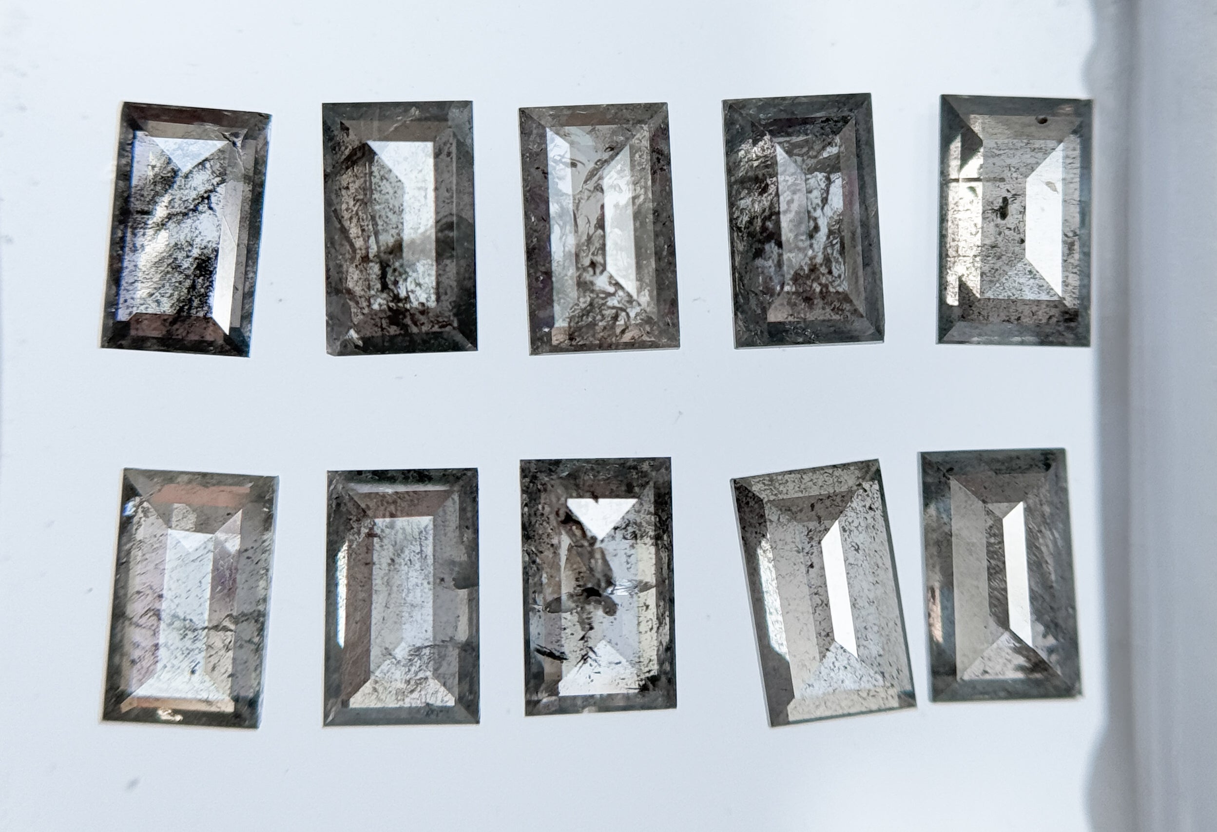 5 X 3 MM Baguette Rose Cut Grey Natural Galaxy Diamond