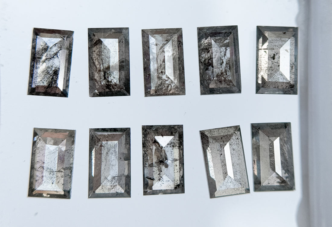 5 X 3 MM Baguette Rose Cut Grey Natural Galaxy Diamond